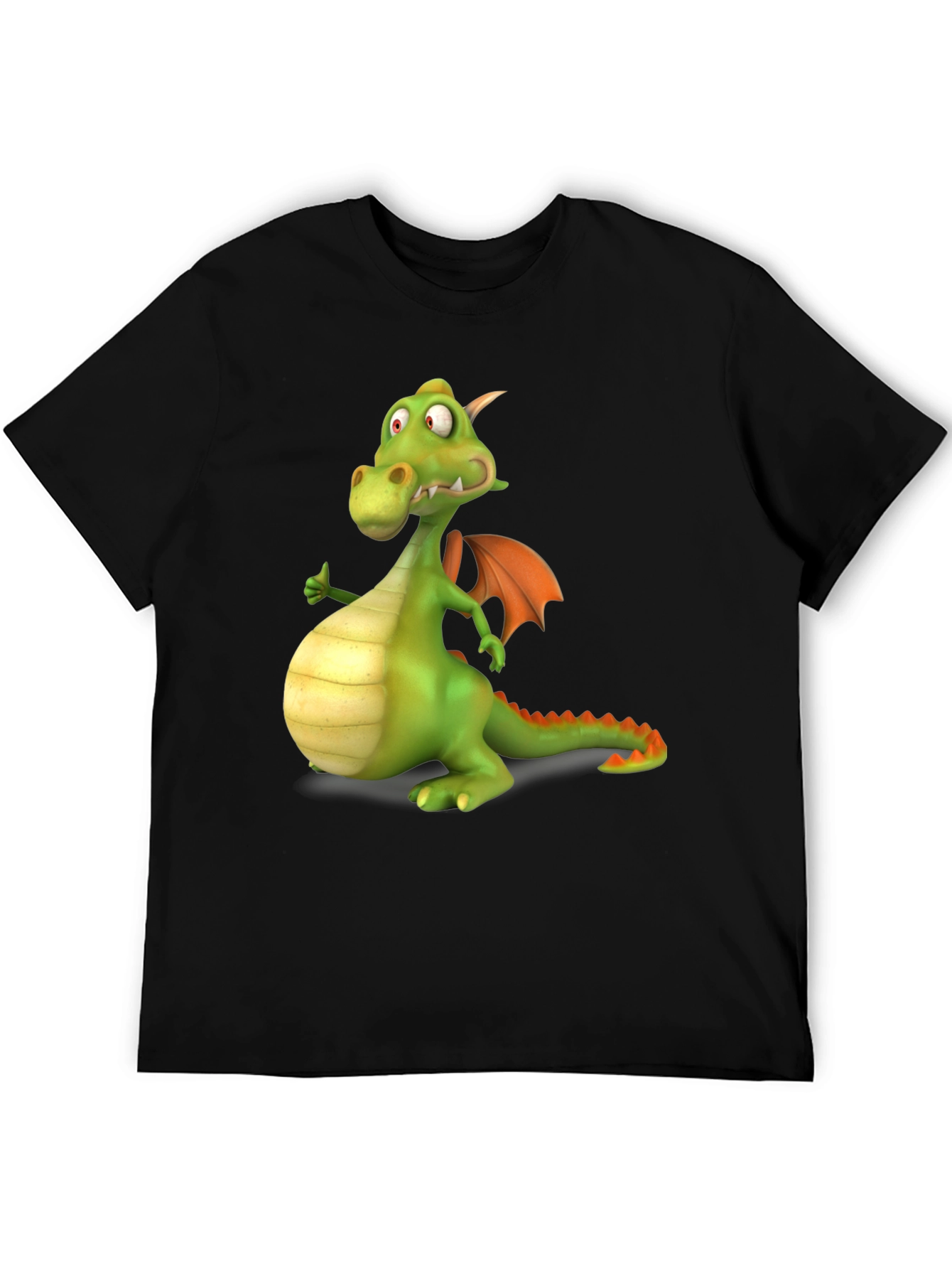 Black Funny Dragon Graphic Tee - Black Cotton T-Shirt view 5