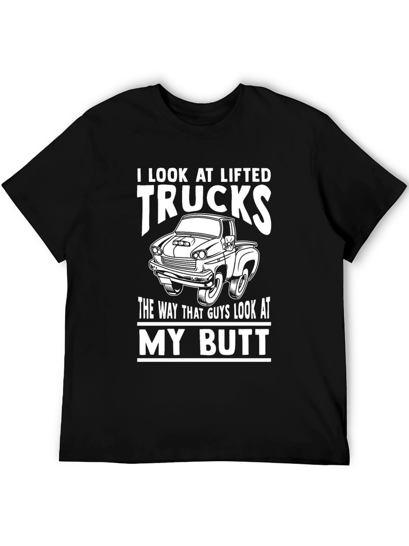 Black Lifted Trucks Graphic Tee - Funny Novelty T-Shirt view 5