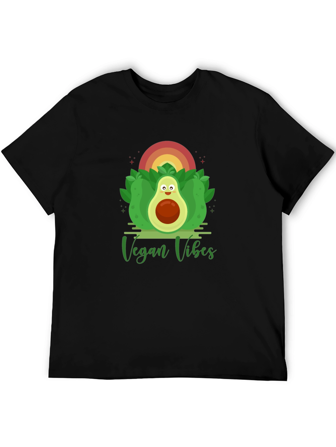 Black Vegan Vibes Graphic Tee - Avocado Design view 5