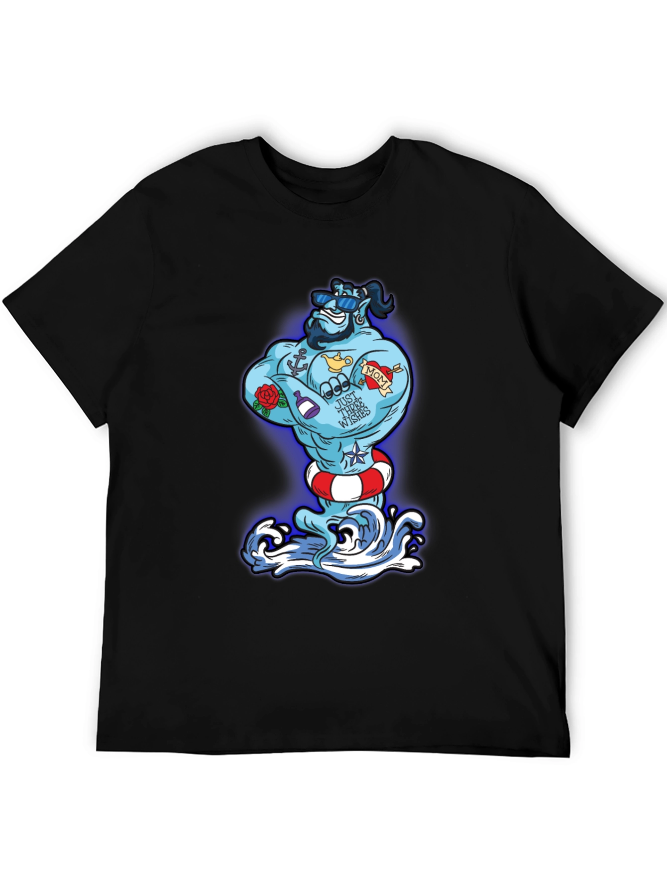 Black Cartoon Genie Tattoo T-Shirt view 5