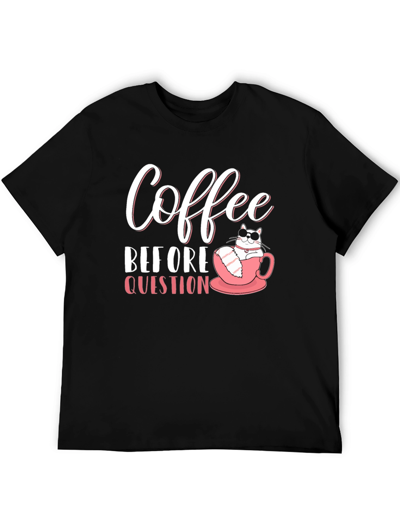 Black Coffee Before Question T-Shirt - Cat Lover Tee view 5