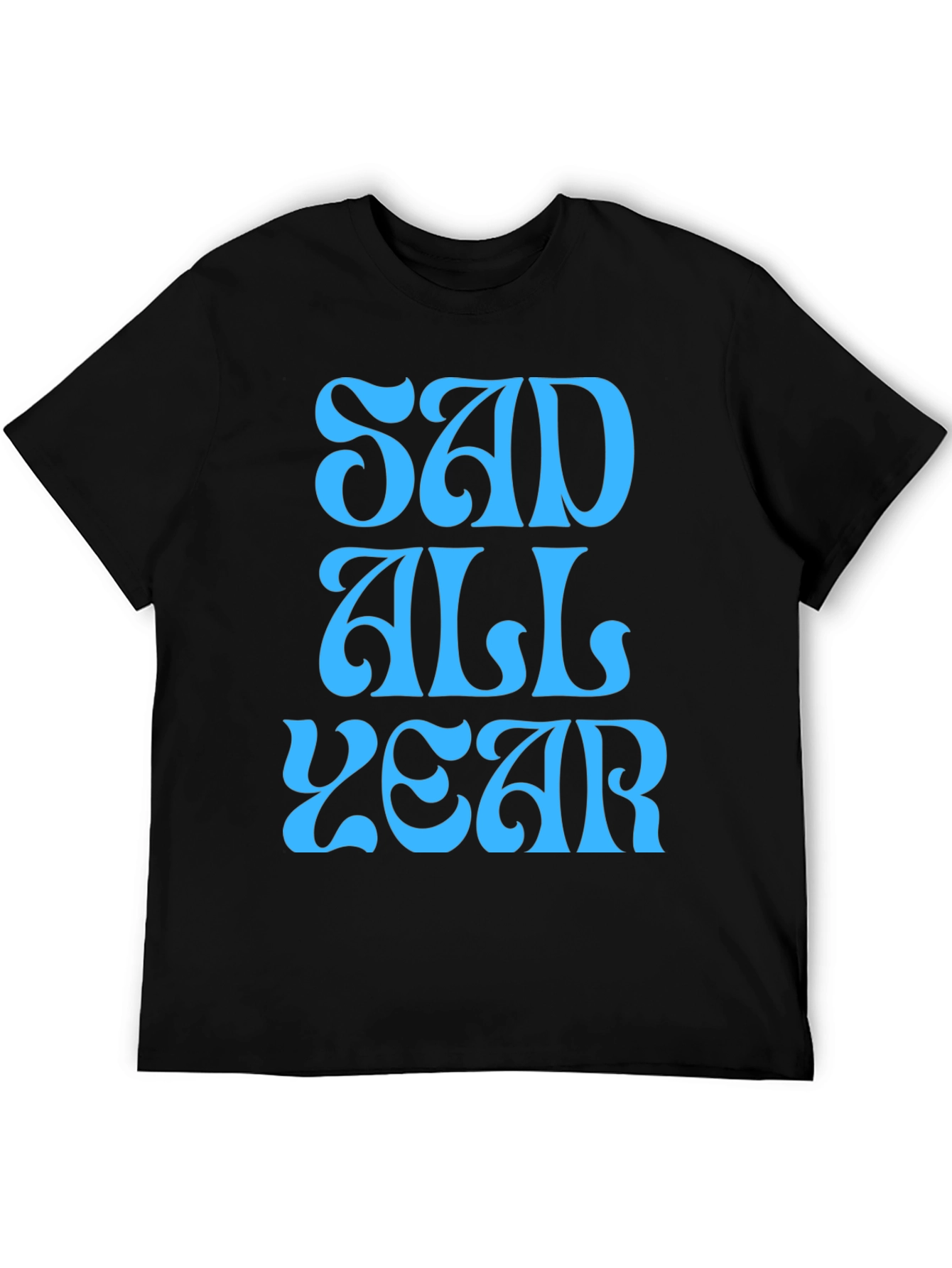 Sad All Year Graphic T-Shirt - Black - 5