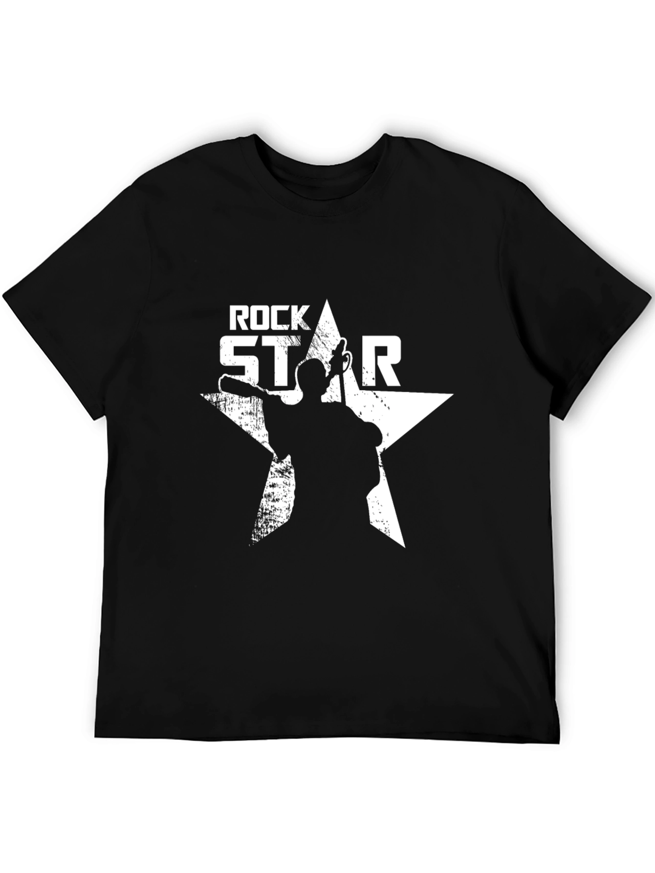 Black Rock Star Graphic Print Crew Neck Men's T-Shirt view 5