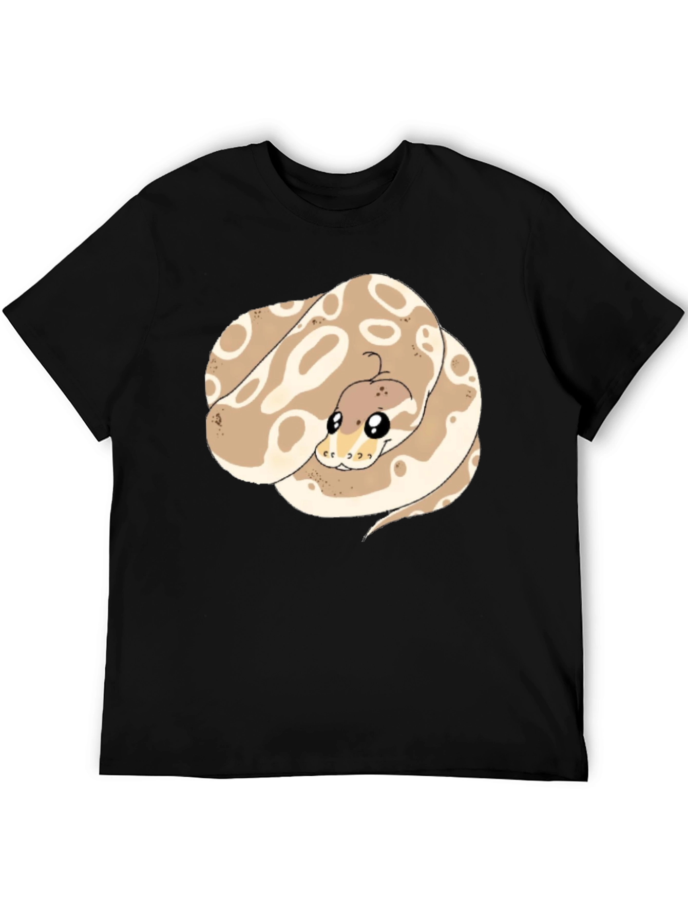 Black Cute Snake Graphic T-Shirt - Black Cotton Tee view 5