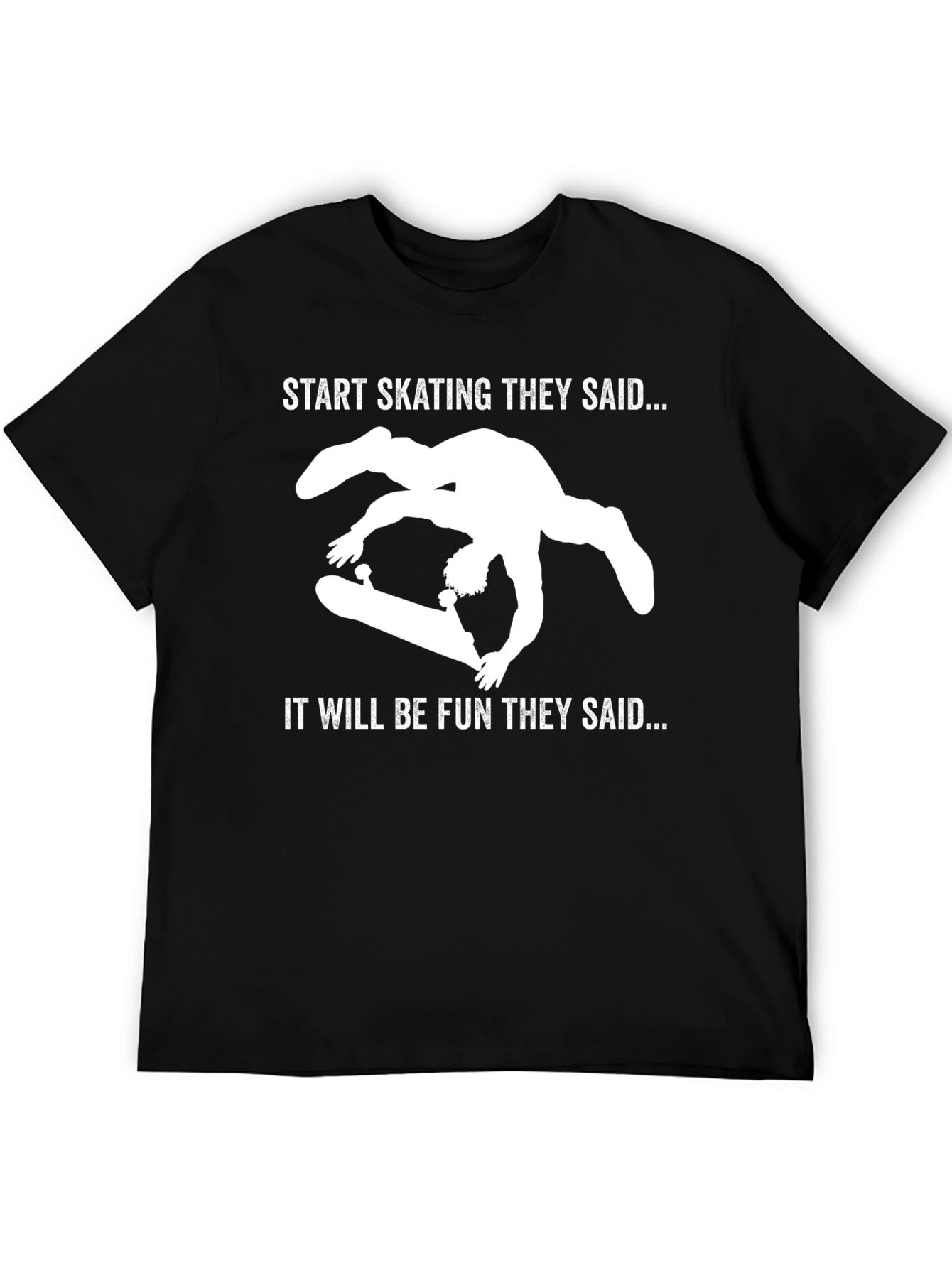 Black Skateboarding Fail Funny Graphic Tee view 5