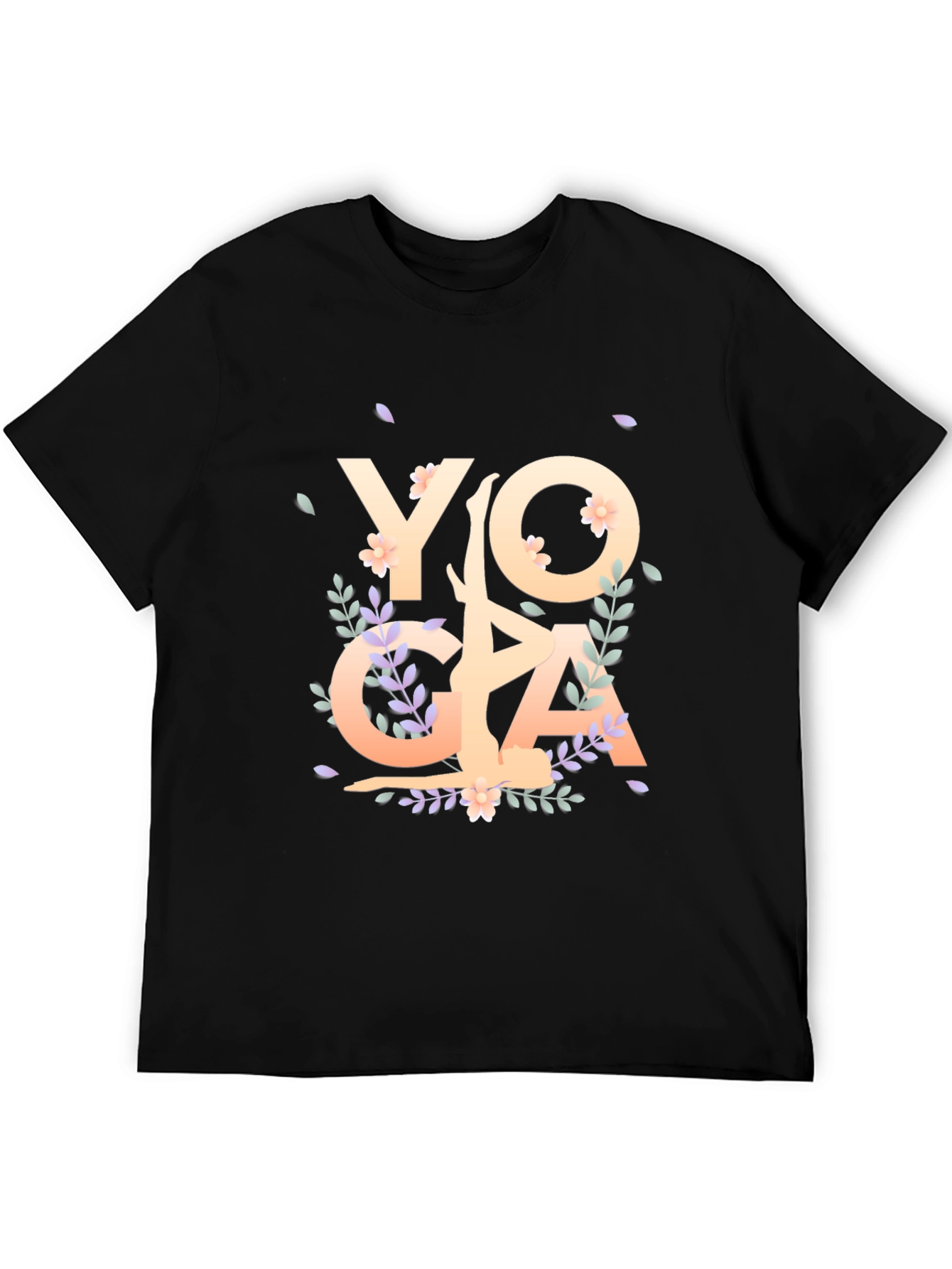 Black Yoga Floral Graphic T-Shirt view 5