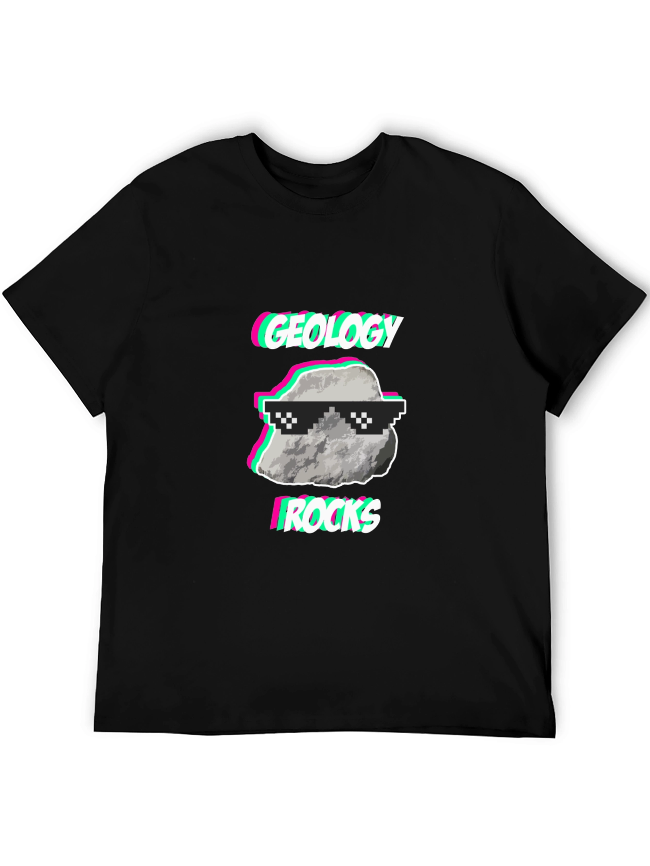 Black Geology Rocks T-Shirt - Cool Rock with Shades Tee view 5