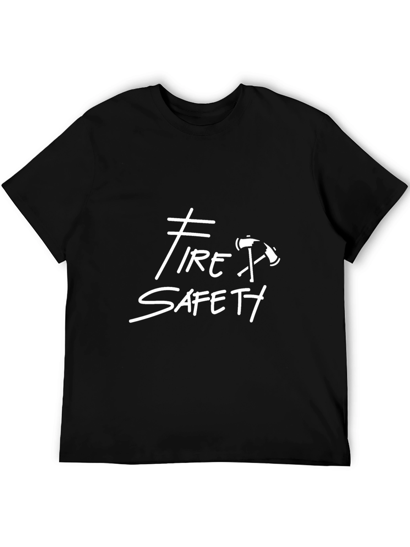 Black Fire Safety Graphic Tee - Black Cotton Blend T-Shirt view 5