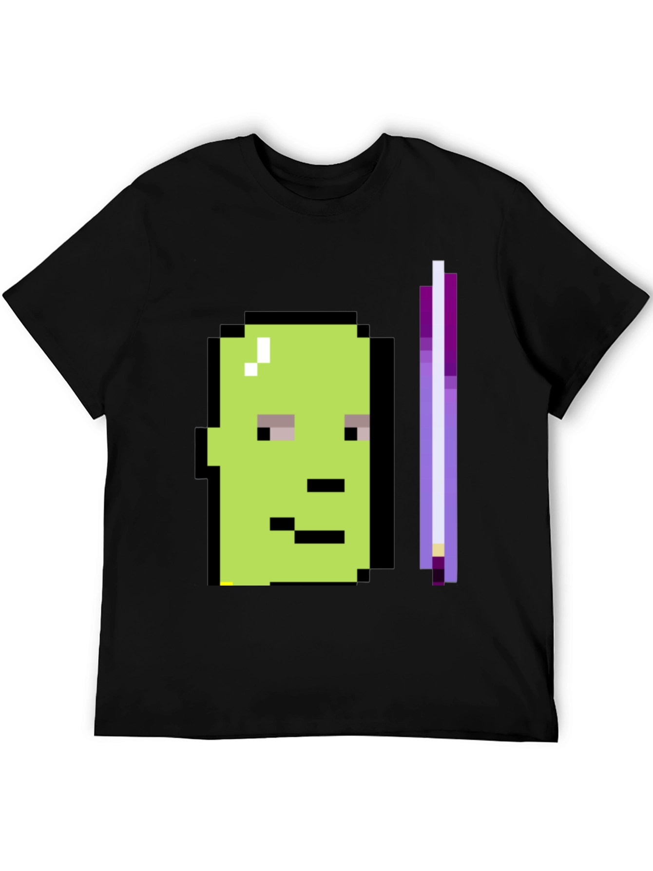 Black Pixel Art Character Graphic Tee - Black T-Shirt view 5