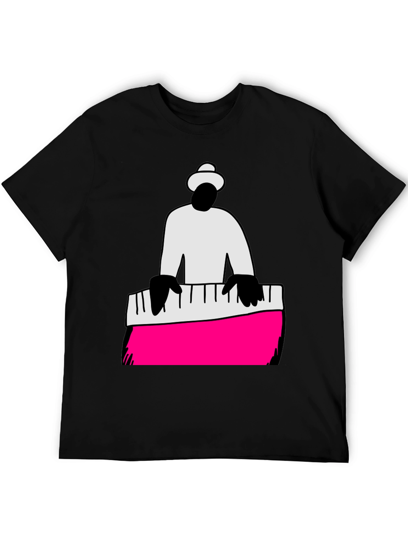 Black Piano Man Graphic Tee - Cool Musician T-Shirt view 5