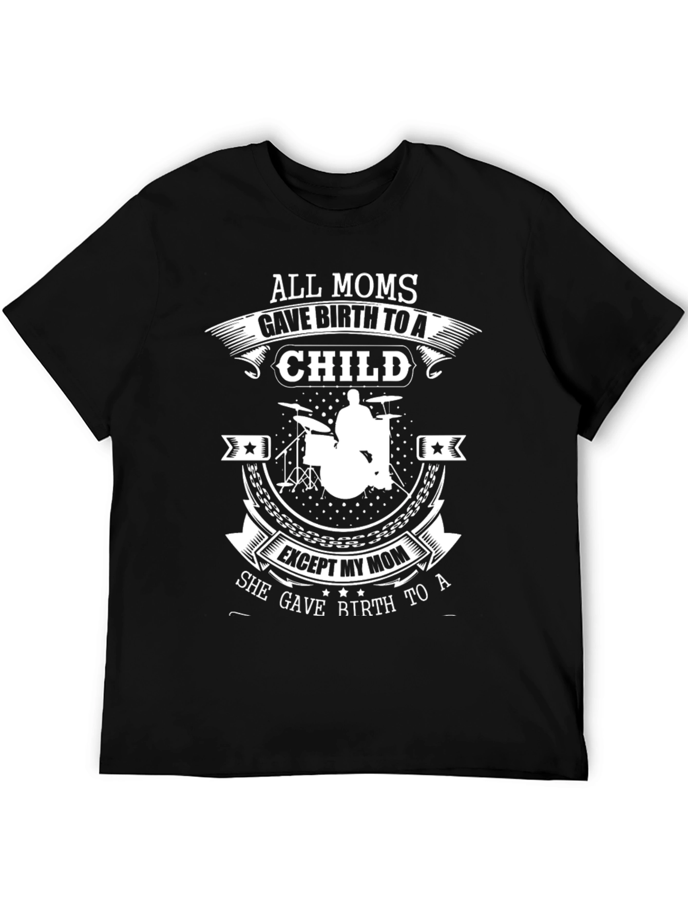 Black Drummer Mom T-Shirt - All Moms Gave Birth to a Child view 5