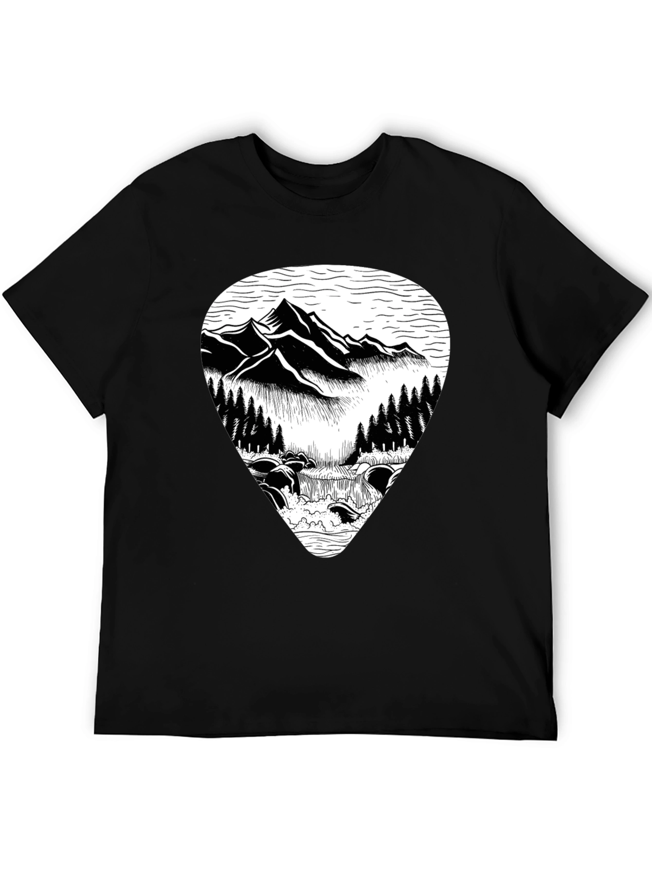 Black Mountain River Graphic Tee - Nature Inspired T-Shirt view 5