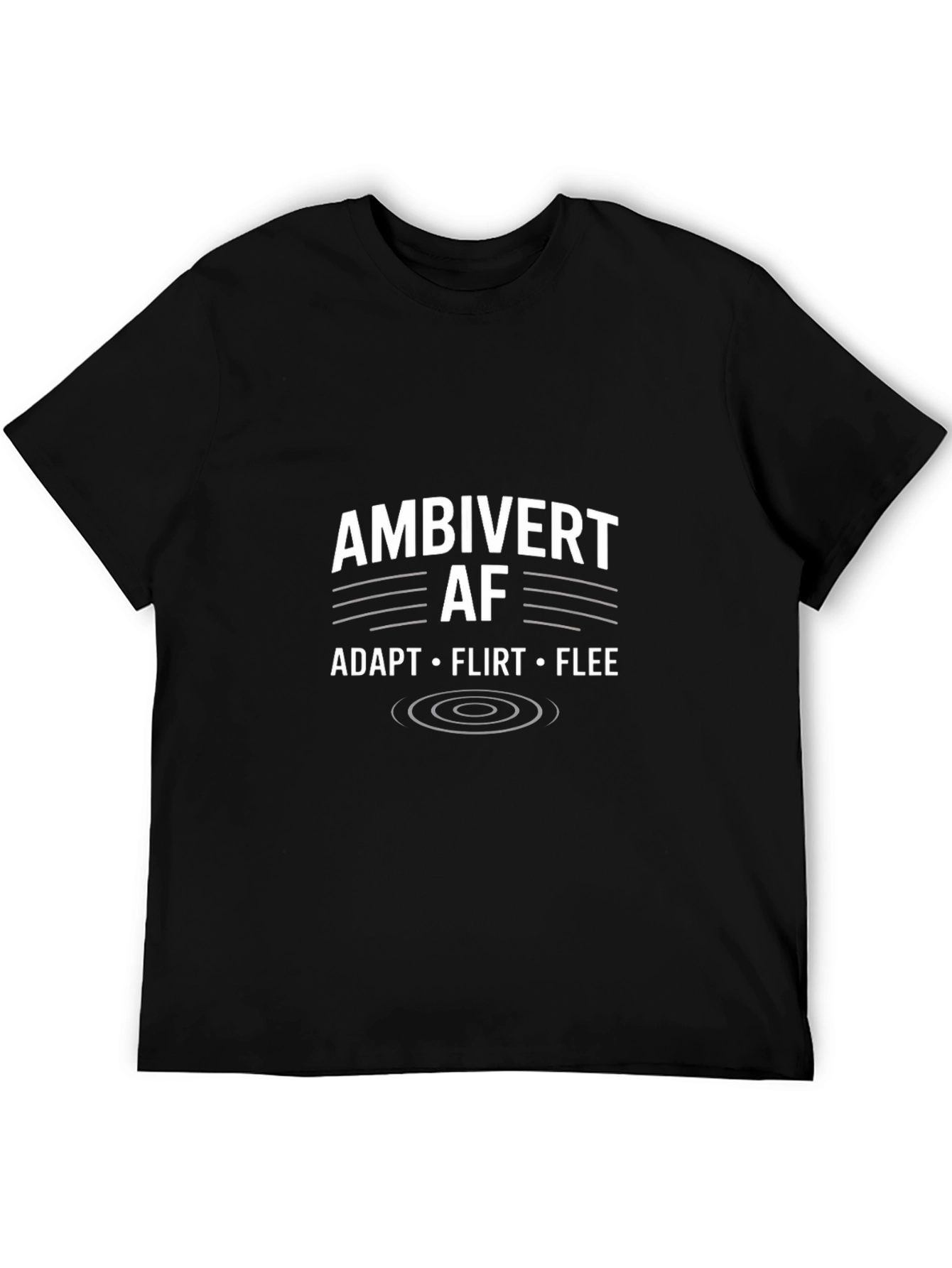 Black Ambivert AF Graphic T-Shirt - Adapt, Flirt, Flee - Black Cotton Tee view 5