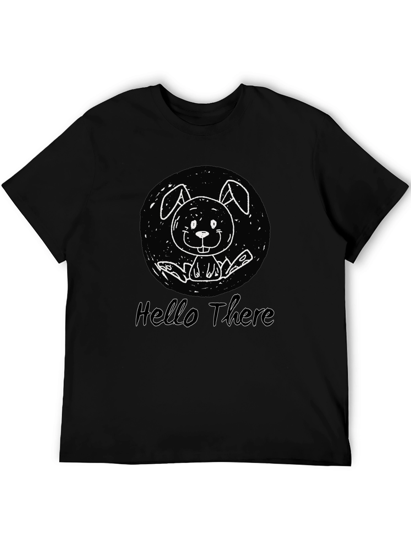 Black Hello There Bunny Graphic T-Shirt - Unisex Cotton Tee view 5