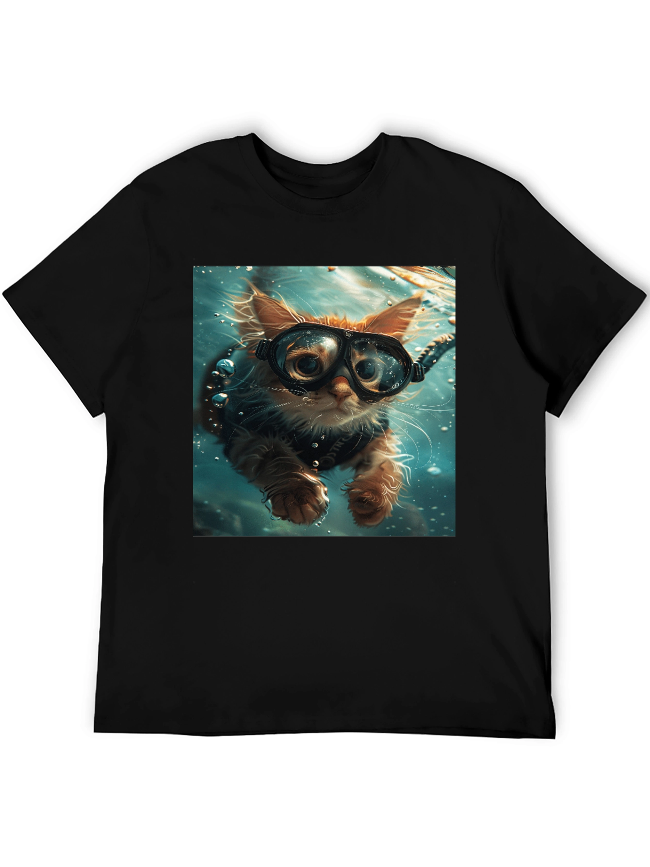 Black Diving Cat T-Shirt - Novelty Graphic Tee view 5