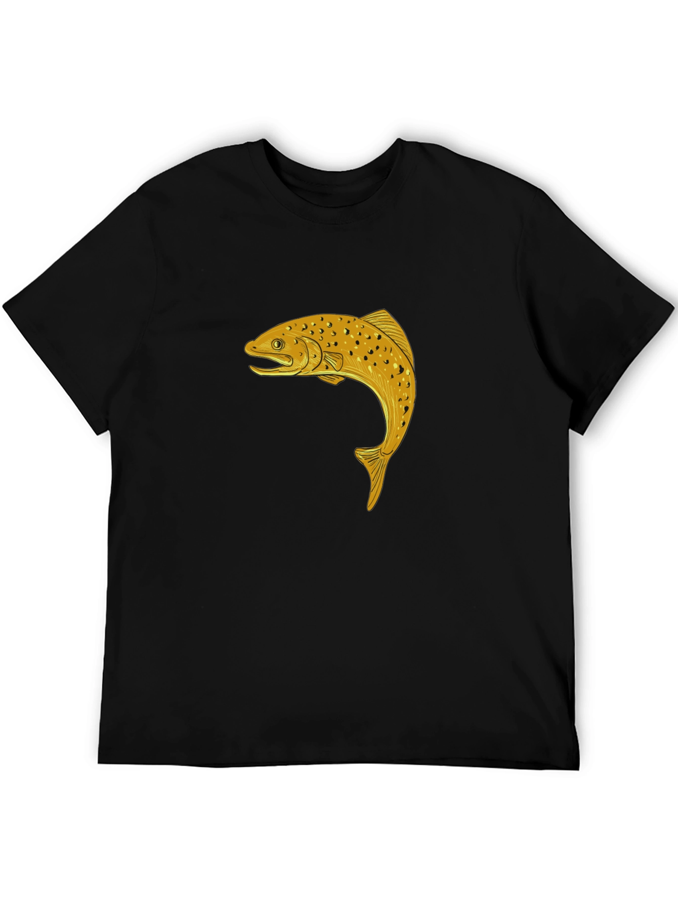 Black Trout Graphic Tee - Black Cotton T-Shirt view 5