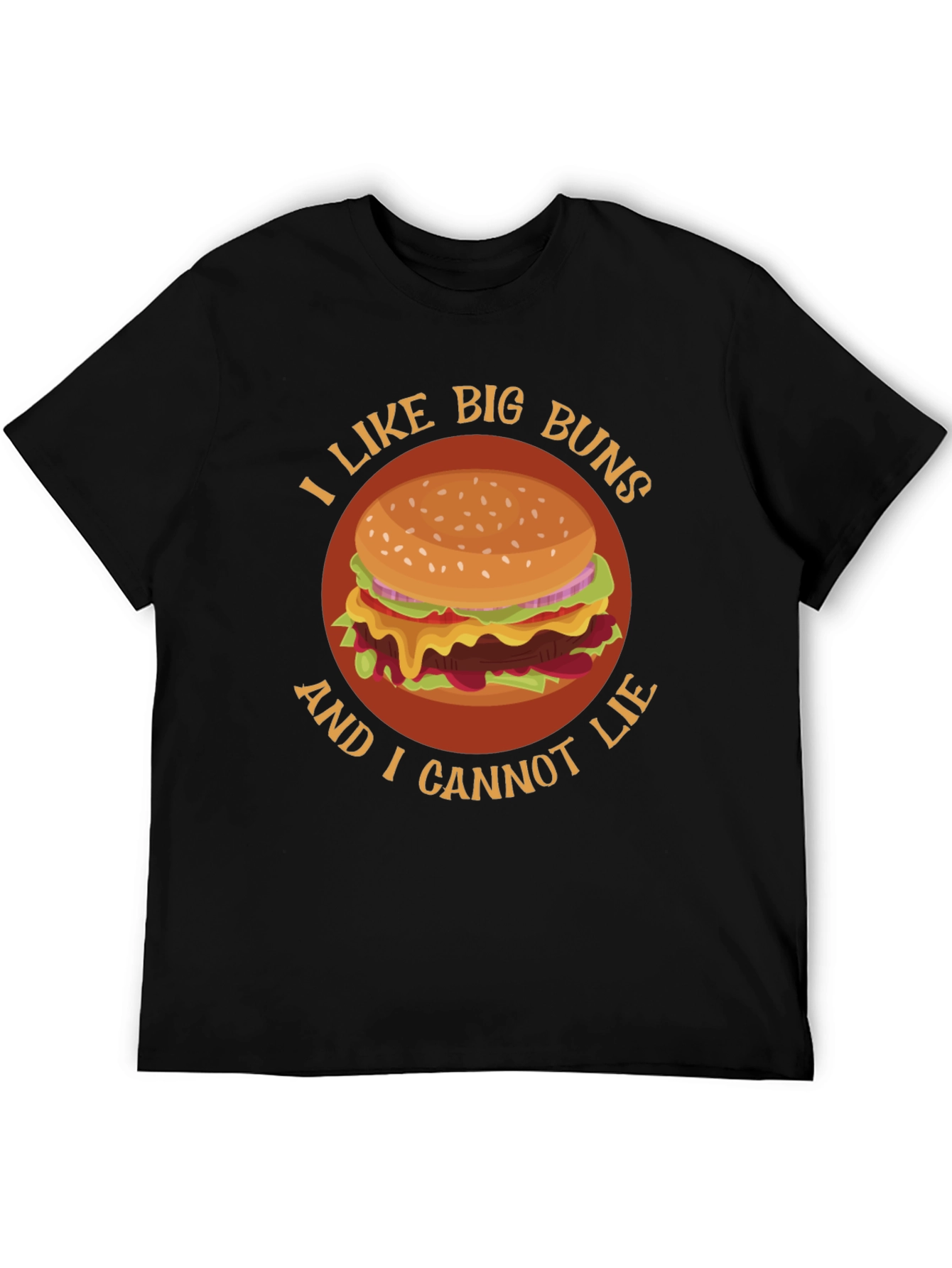 Black I Like Big Buns Funny Hamburger Graphic T-Shirt view 5