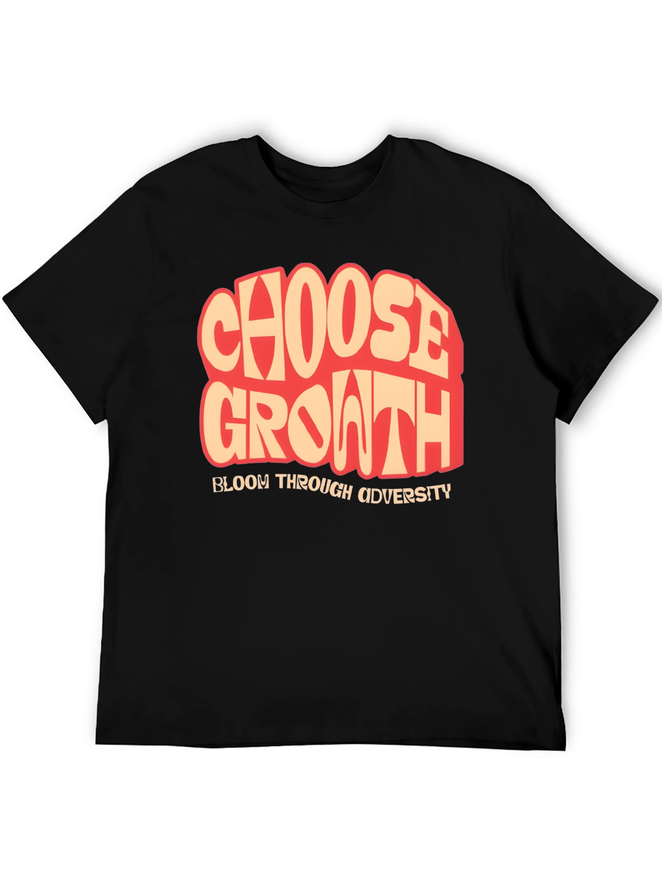 Black Choose Growth T-Shirt: Bloom Through Adversity, Black view 5