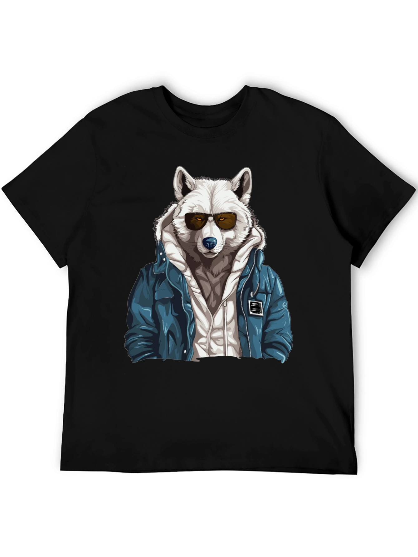 Black Cool Wolf Graphic Tee - Streetwear Style view 5