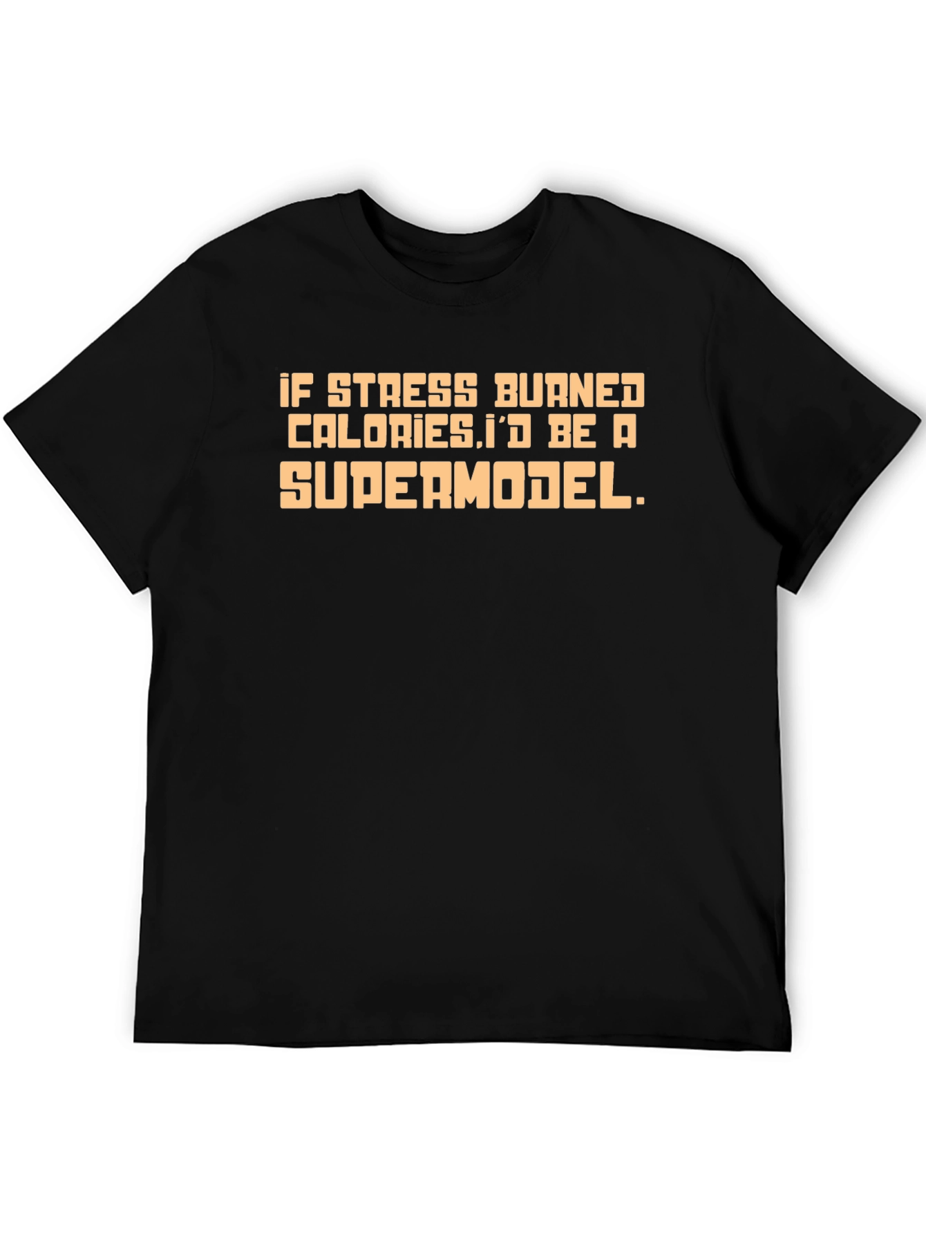 Black Stress Calories Supermodel Graphic Tee view 5