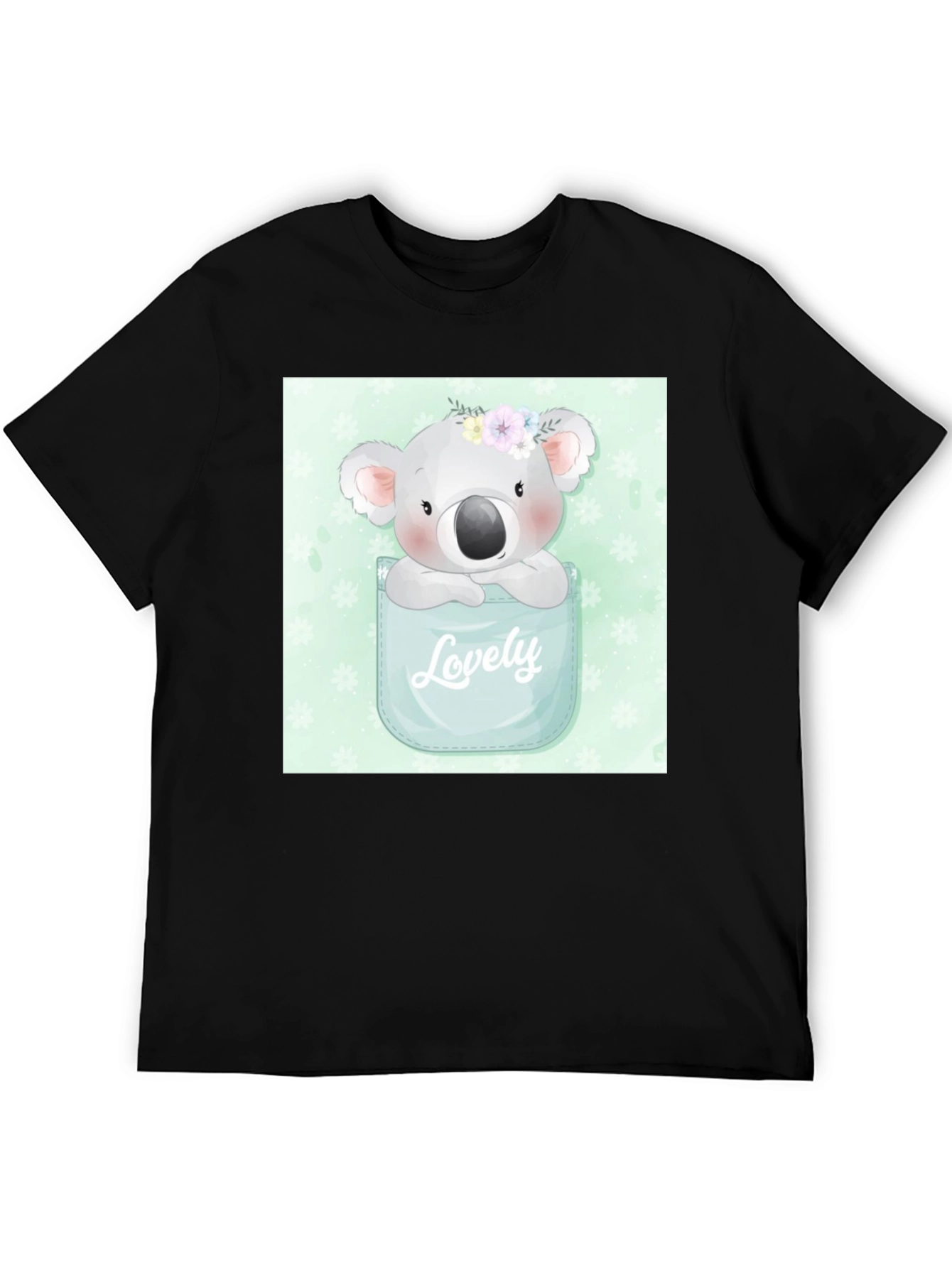 Black Koala 'Lovely' Pocket T-Shirt - Adorable Graphic Tee view 5