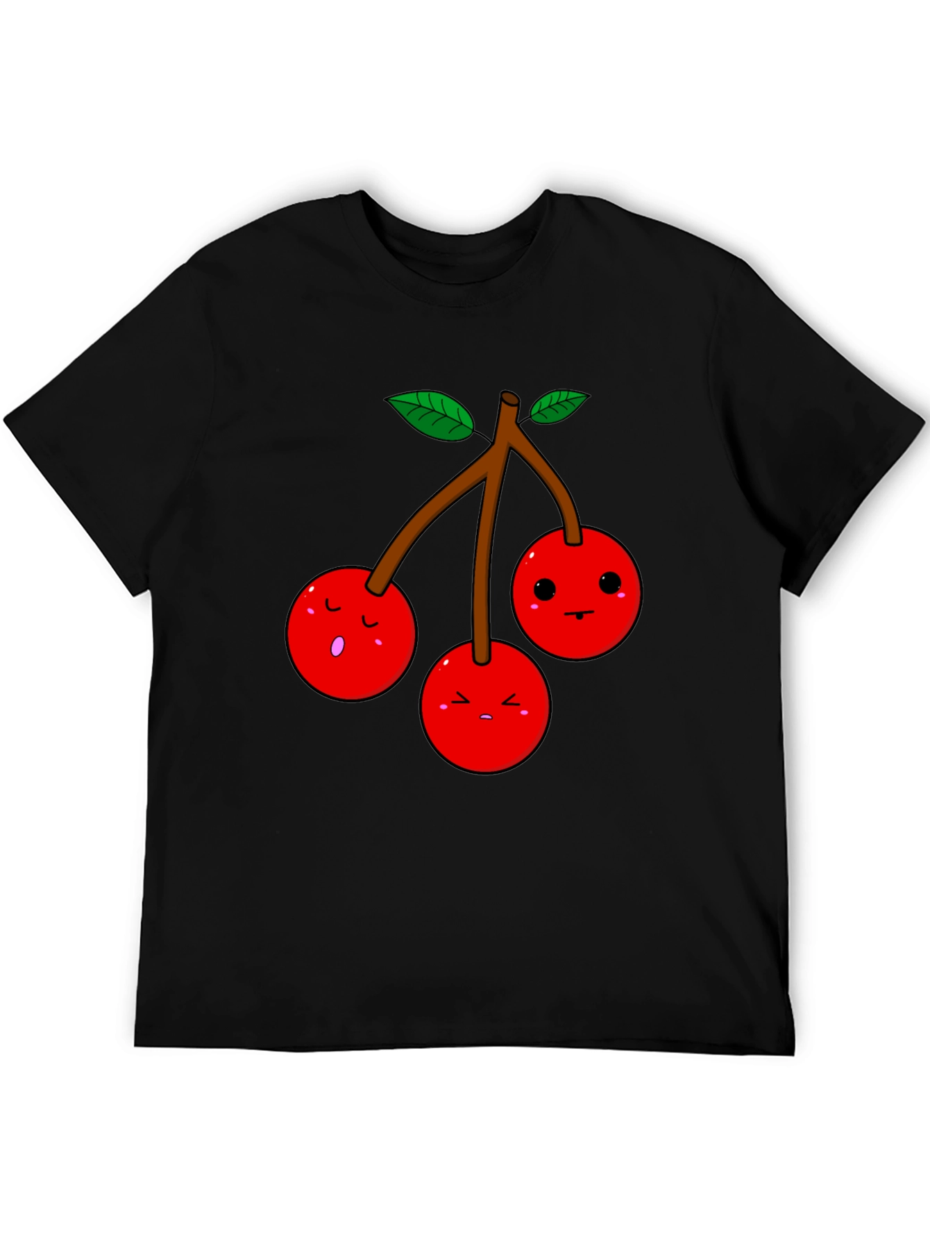 Black Kawaii Cherry T-Shirt - Unisex Funny Fruit Tee view 5