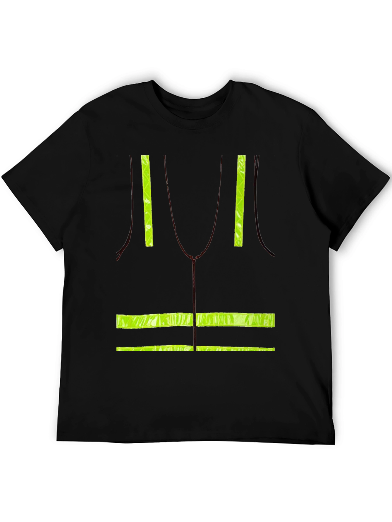 Black Safety Vest Print T-Shirt view 5