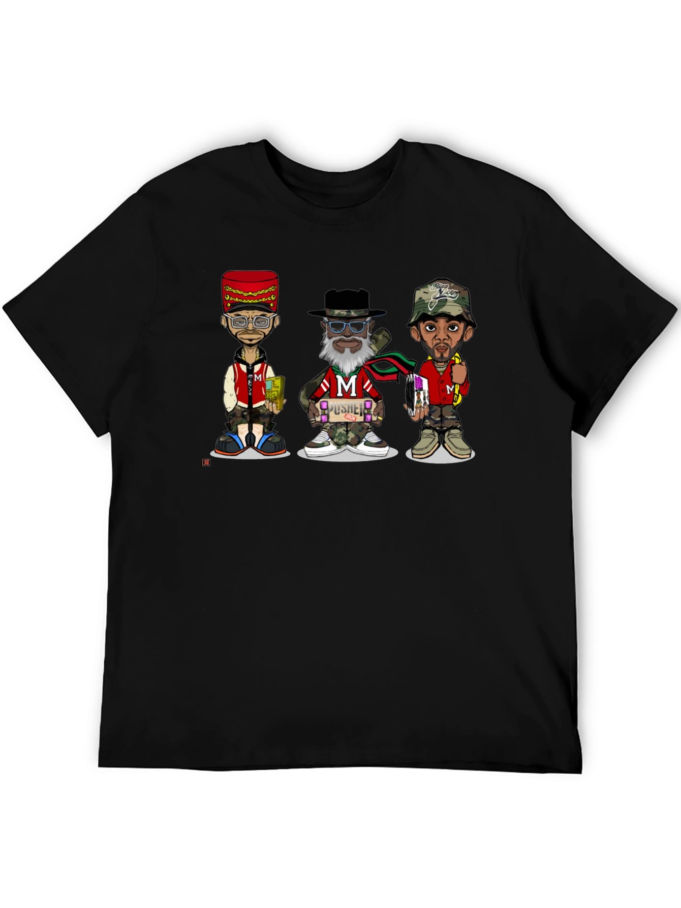 Black Stylish Cartoon Character Graphic T-Shirt view 5