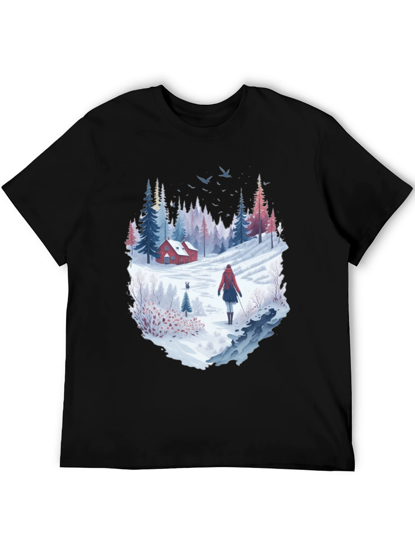 Black Winter Cabin T-Shirt view 5