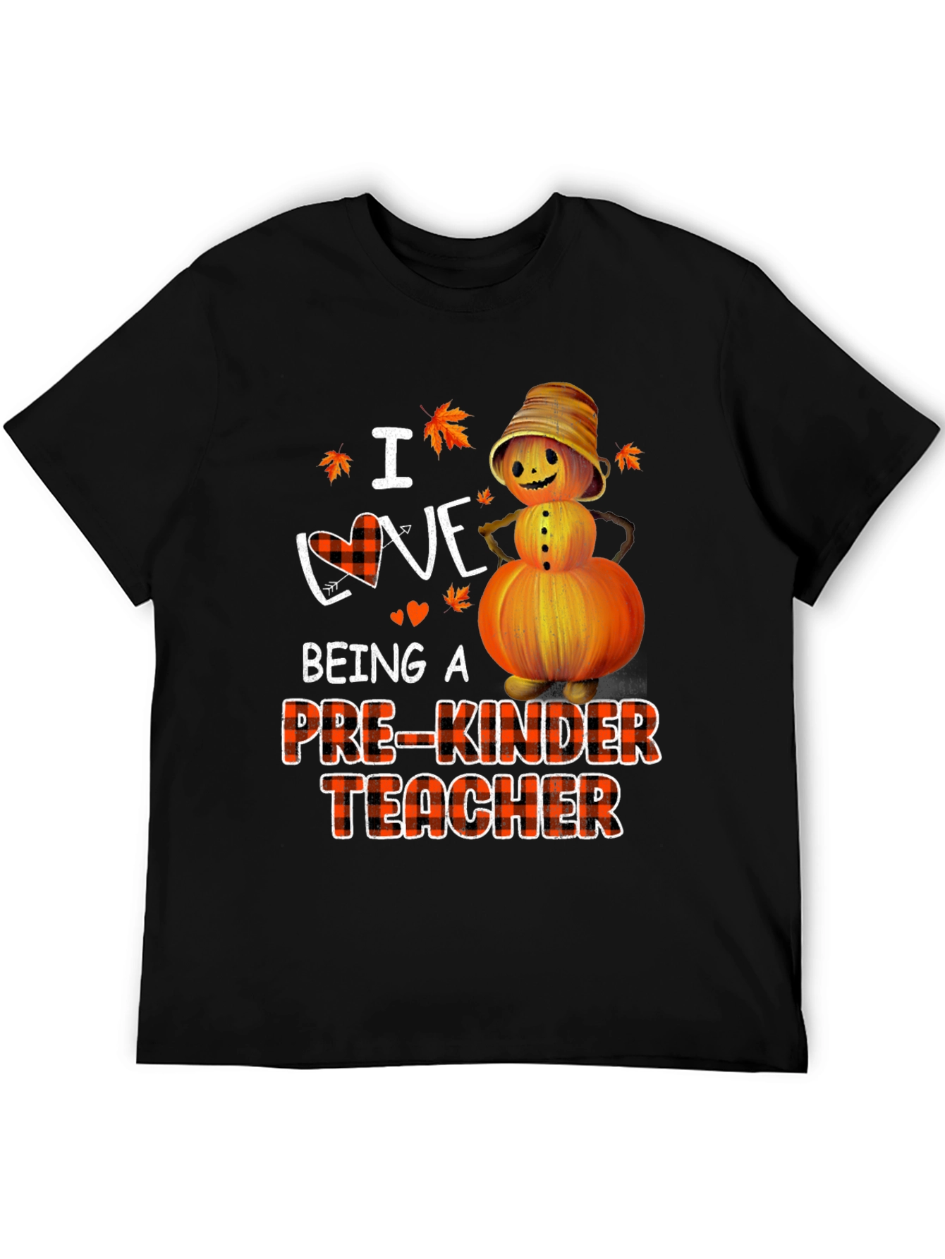 Black Pre-Kinder Teacher Fall Pumpkin T-Shirt view 5