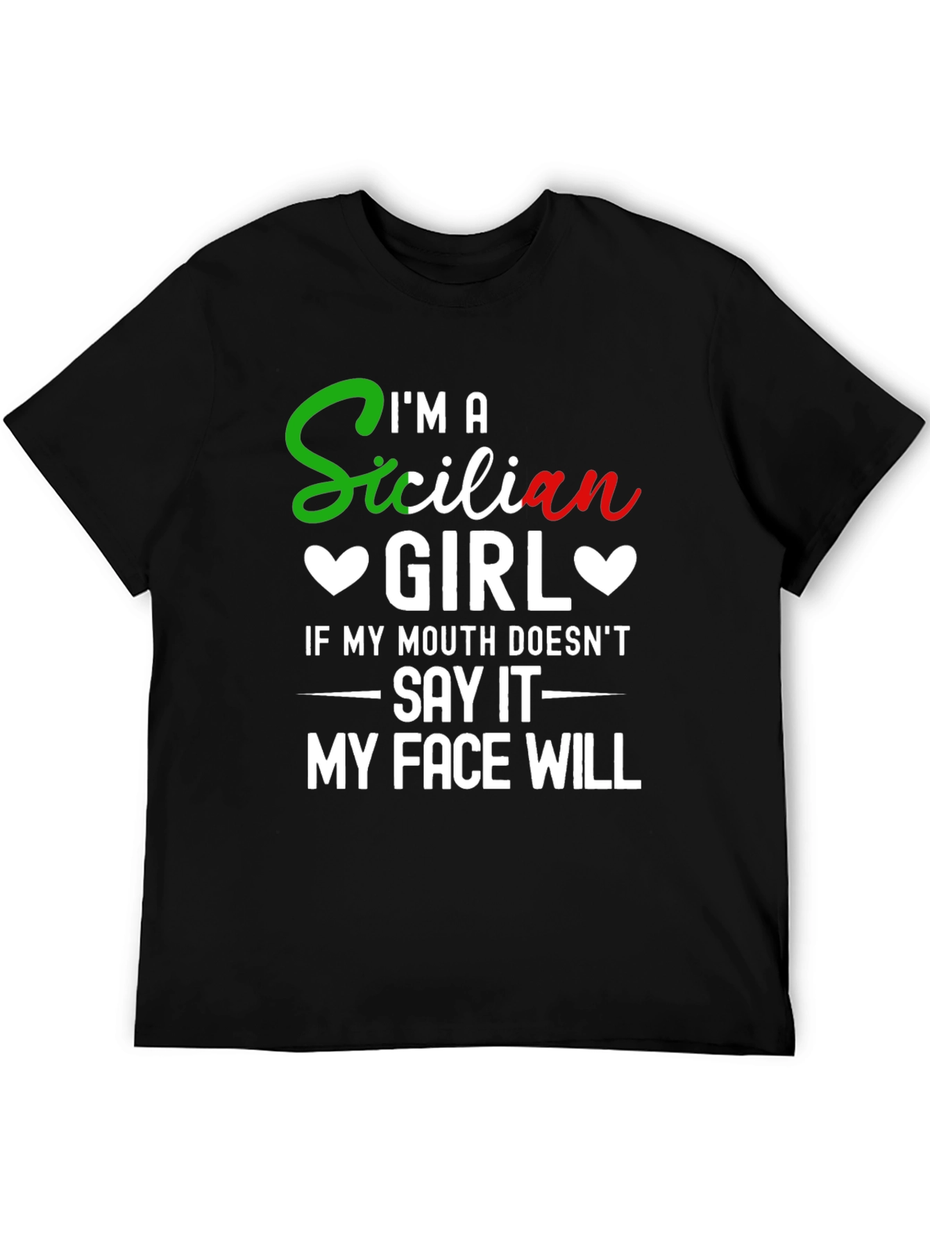Black I'm a Sicilian Girl Funny T-Shirt view 5