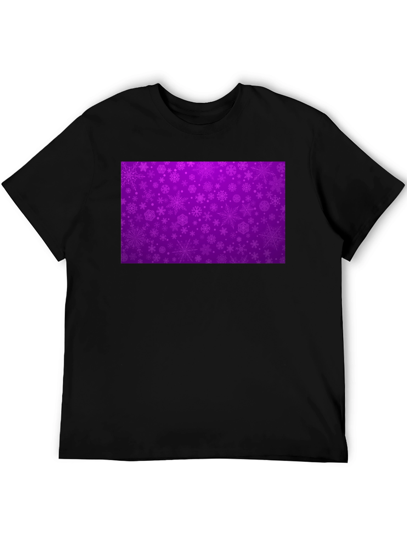 Black Purple Snowflake Pattern T-Shirt view 5