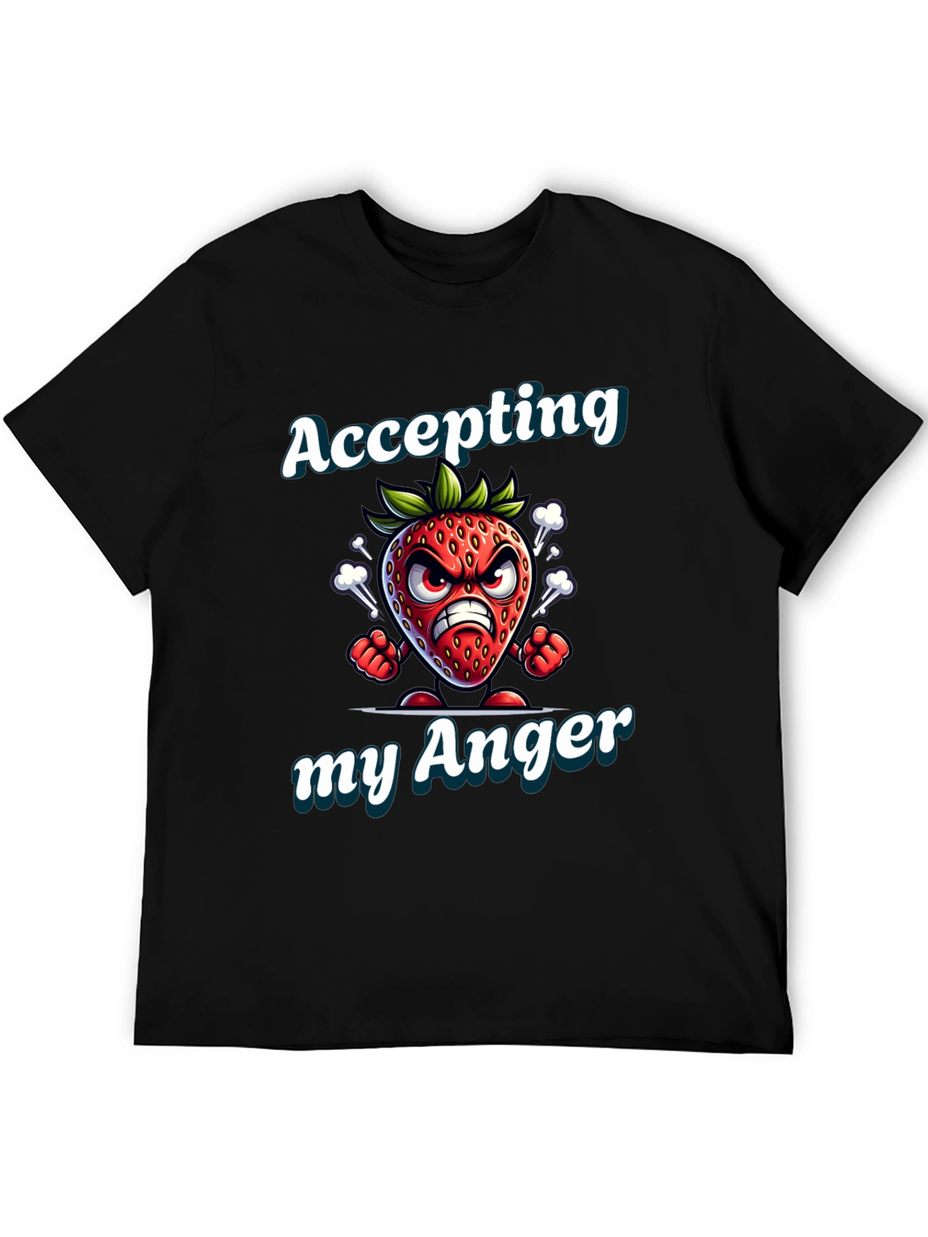 Black Accepting My Anger Strawberry Graphic T-Shirt view 5