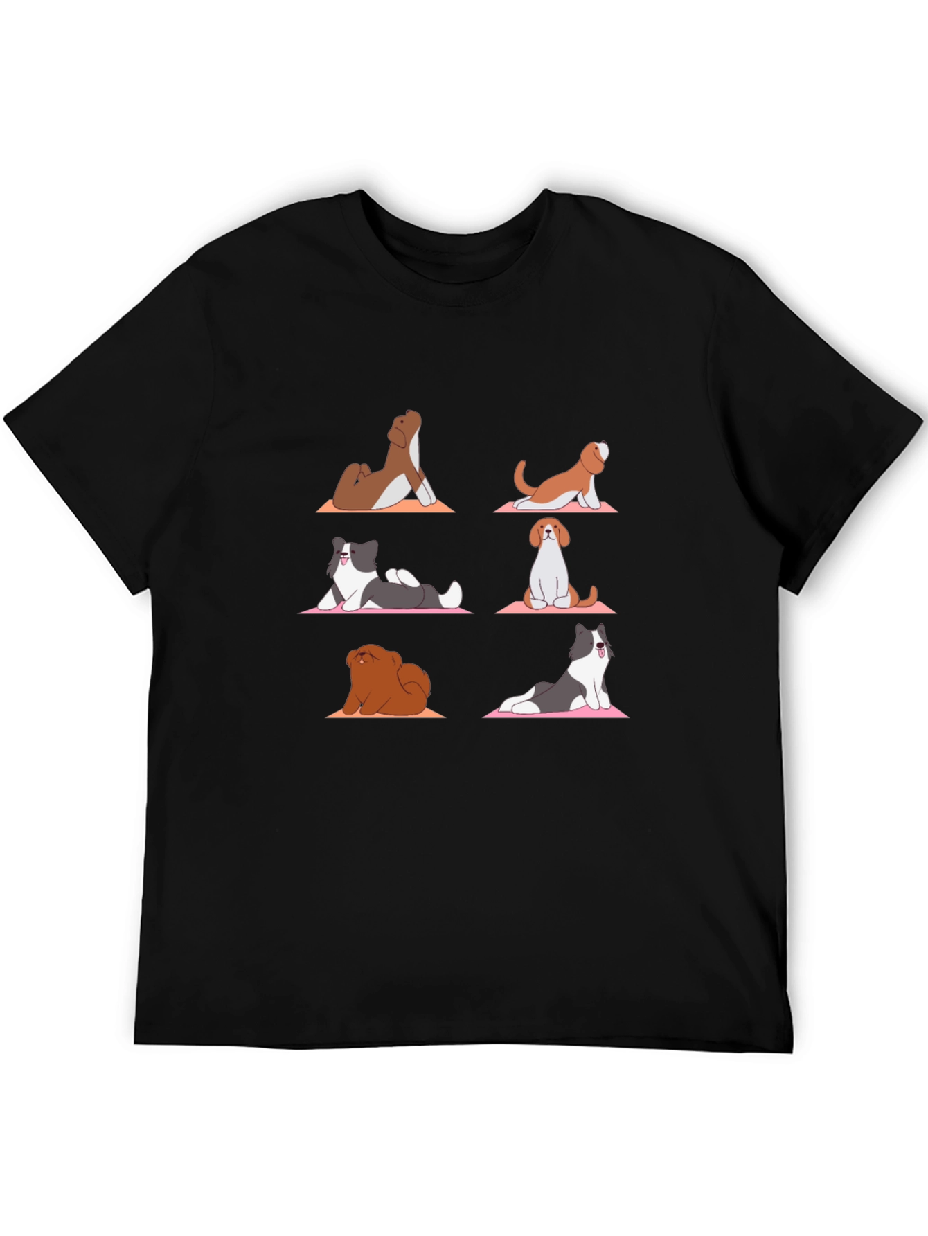 Black Yoga Dog T-Shirt: Funny Cartoon Graphic Tee view 5