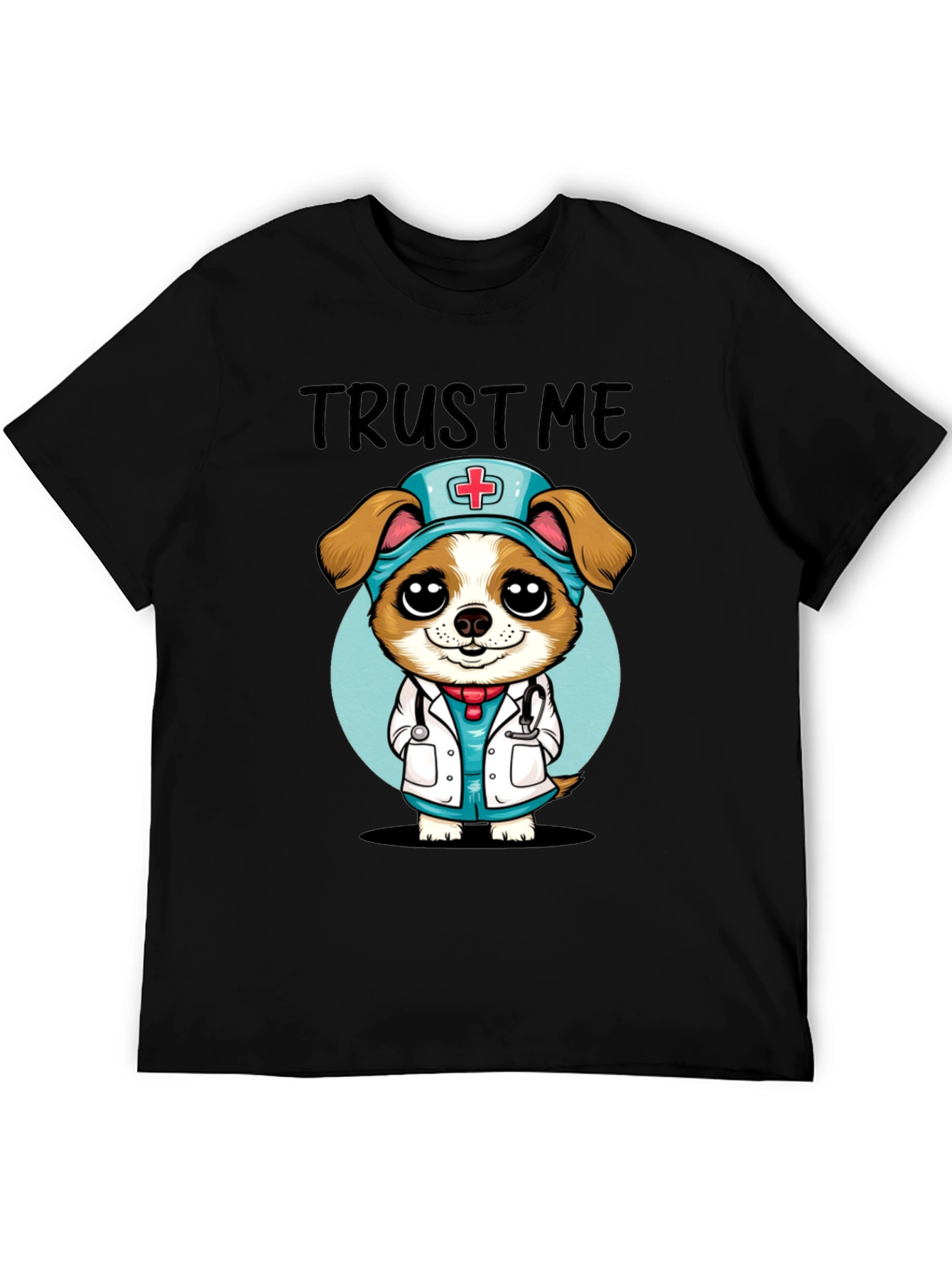 Black Trust Me, I'm a Dog-tor! Novelty T-Shirt view 5