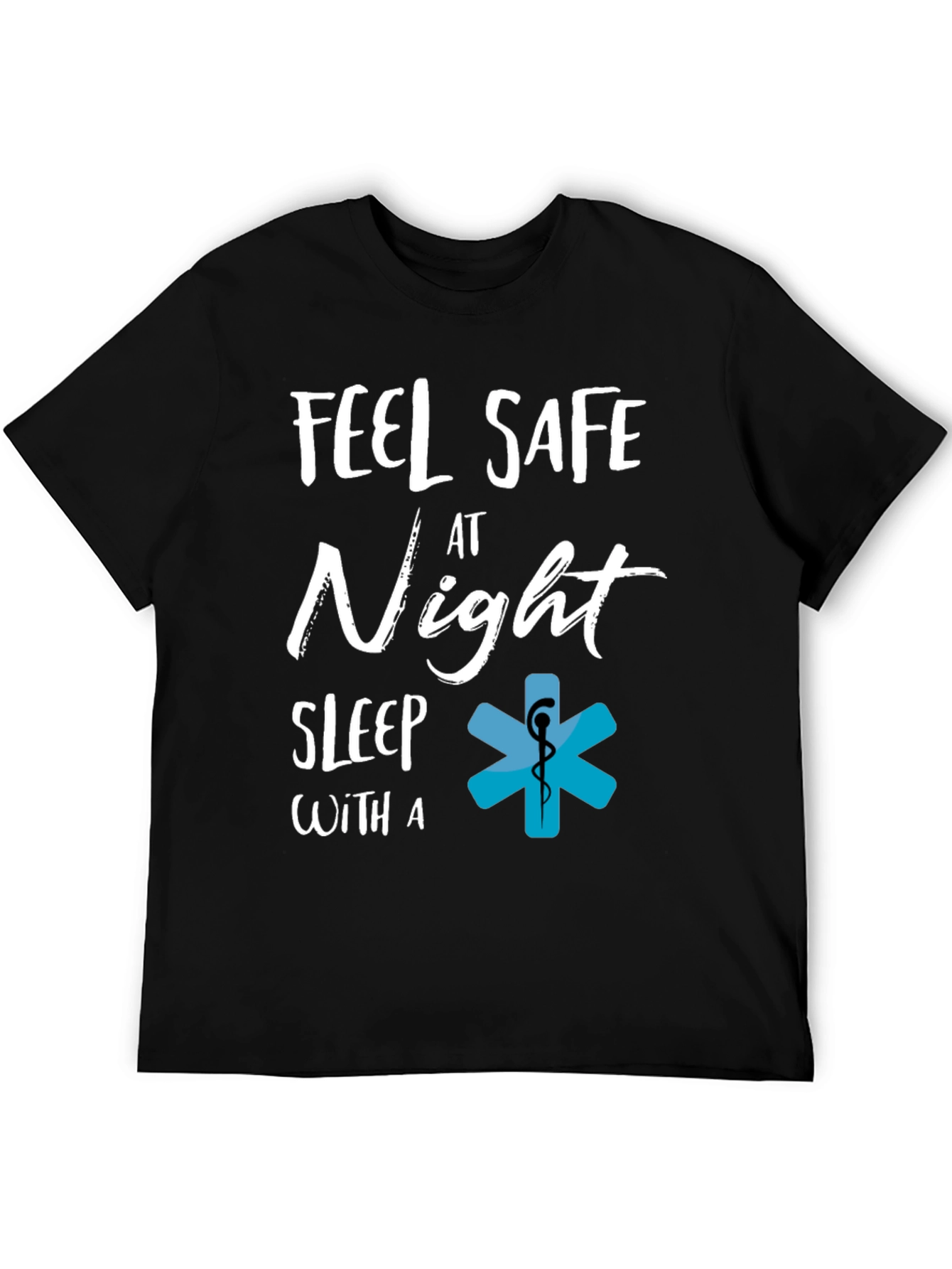 Black Feel Safe at Night T-Shirt, EMS Star of Life Tee view 5