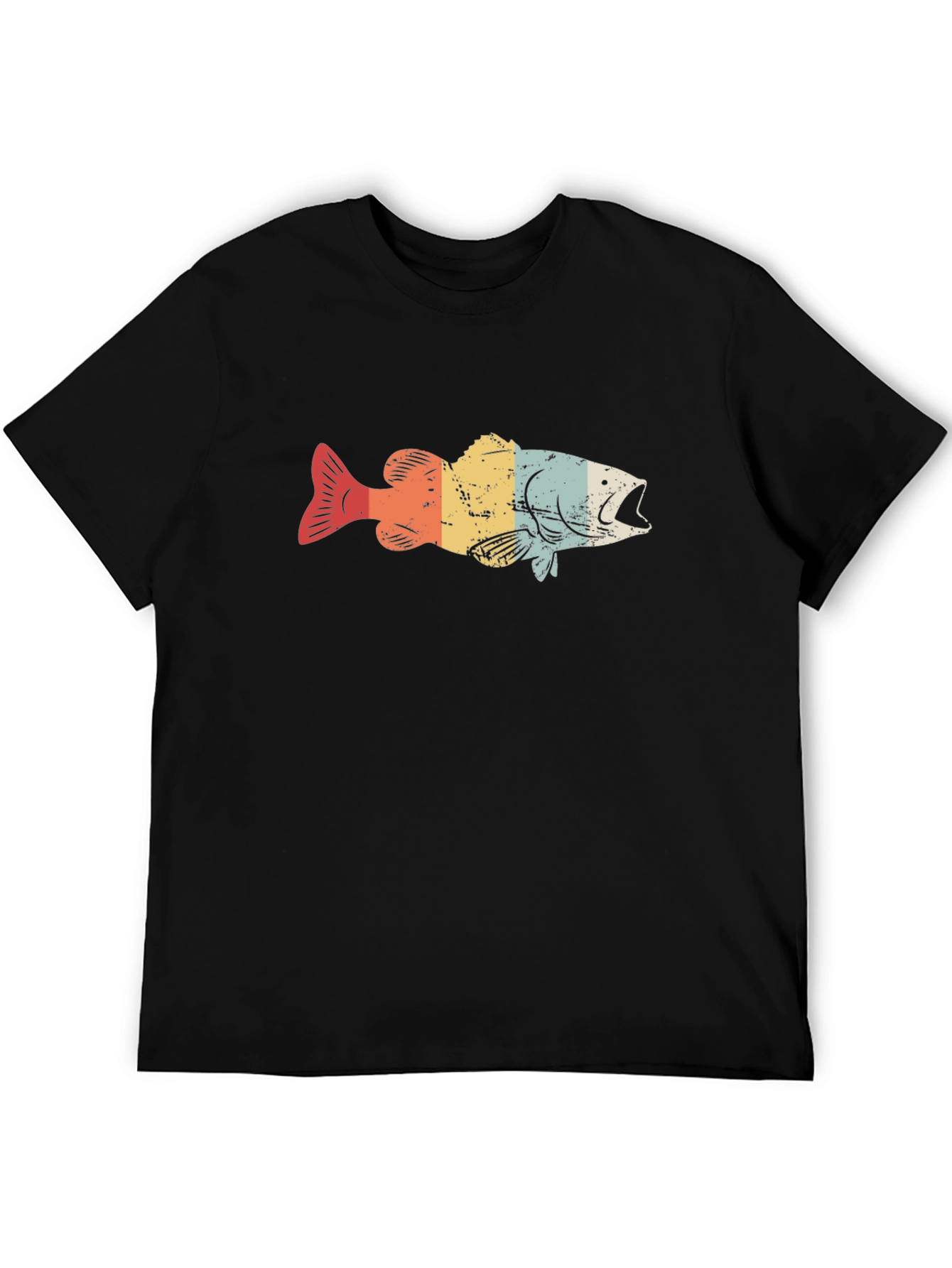 Black Retro Fish Graphic T-Shirt - Vintage Style Design view 5