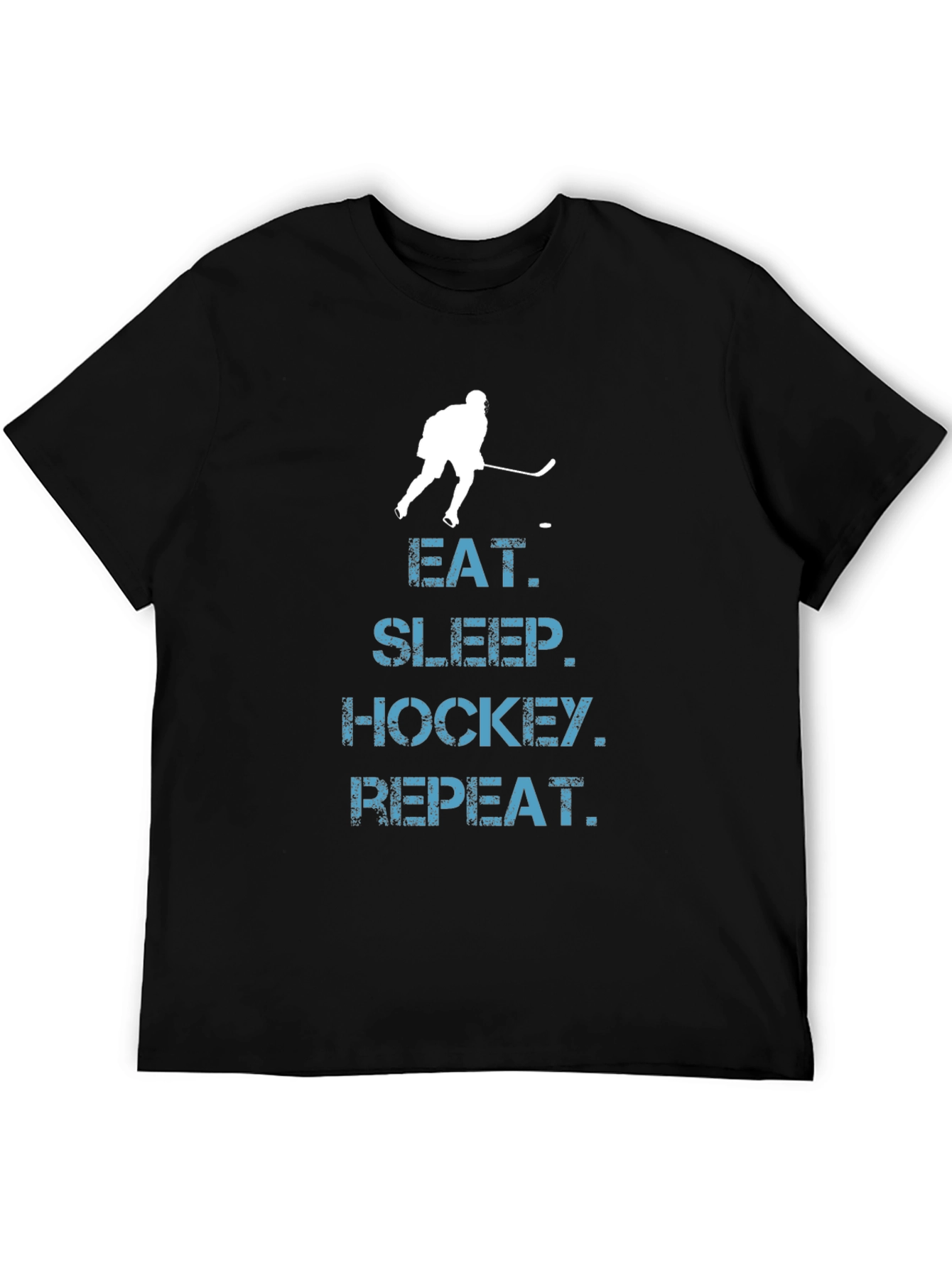 Black Eat Sleep Hockey Repeat T-Shirt - Black Graphic Tee view 5