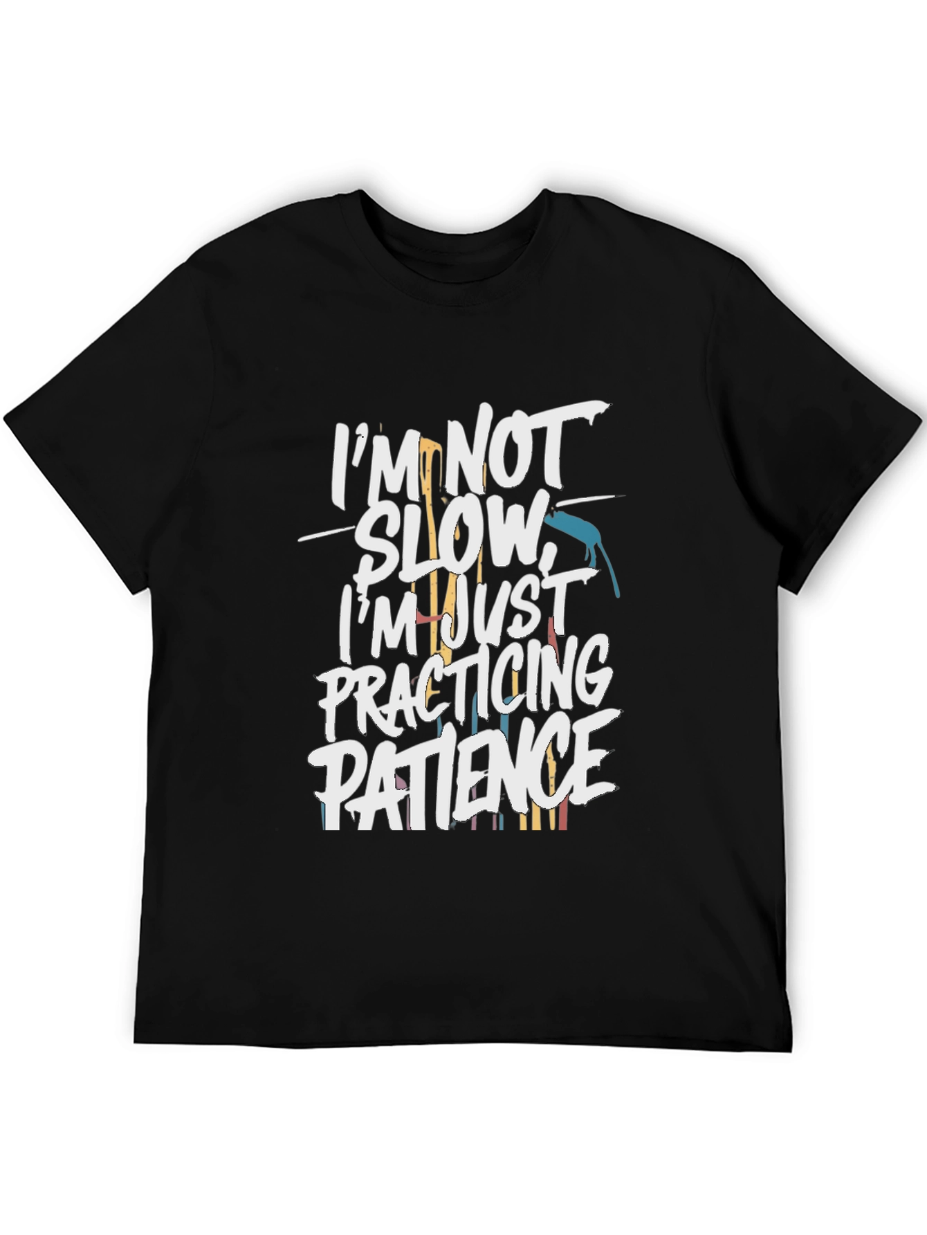Black Funny Patience T-Shirt for Men view 5