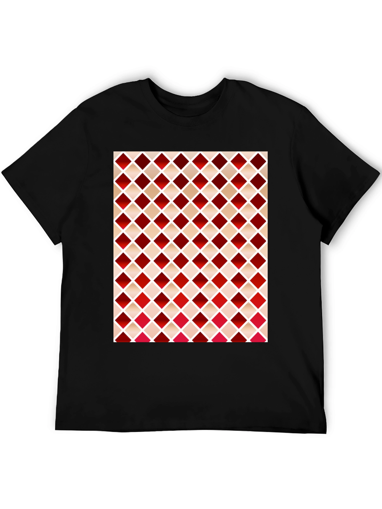 Black Stylish Diamond Pattern T-Shirt view 5