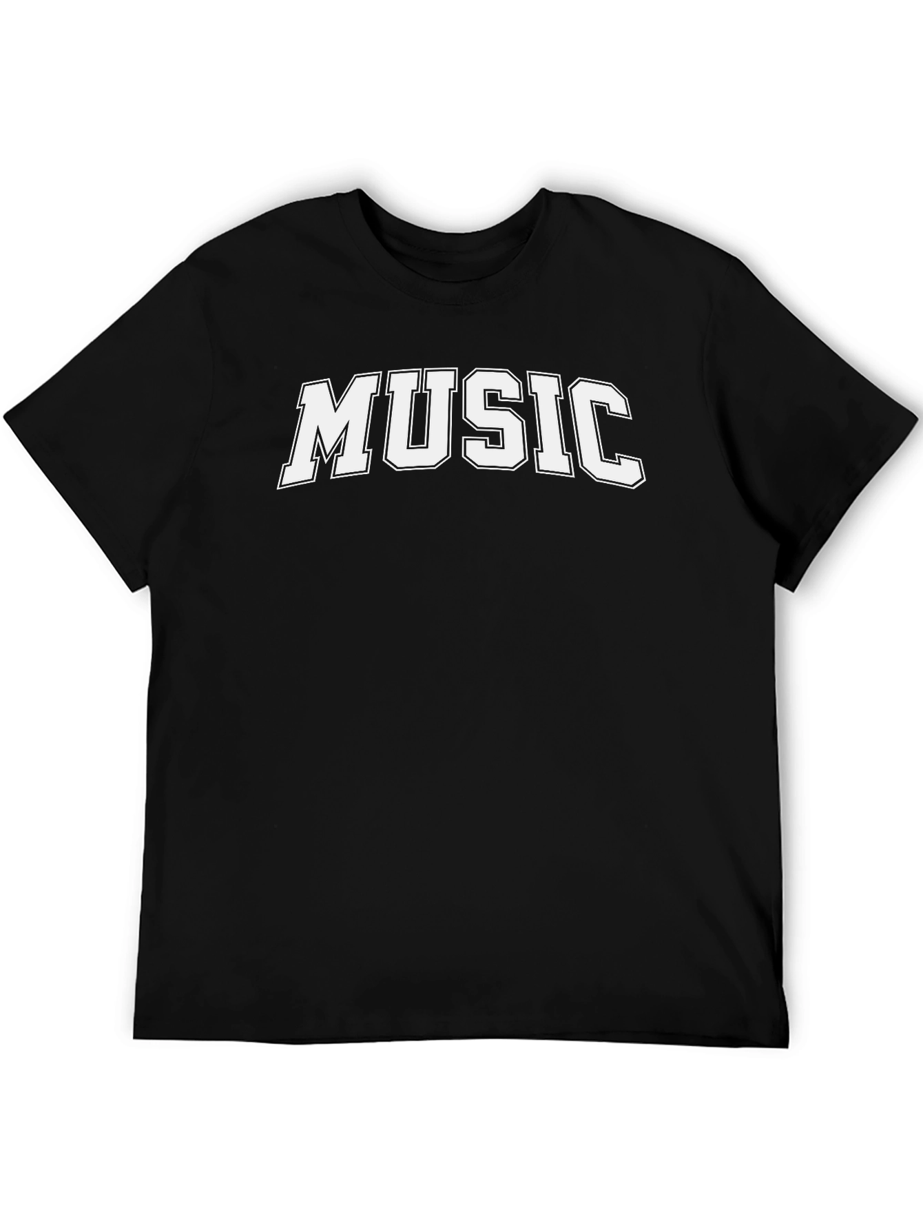 Black Retro Style "MUSIC" Black T-Shirt view 5