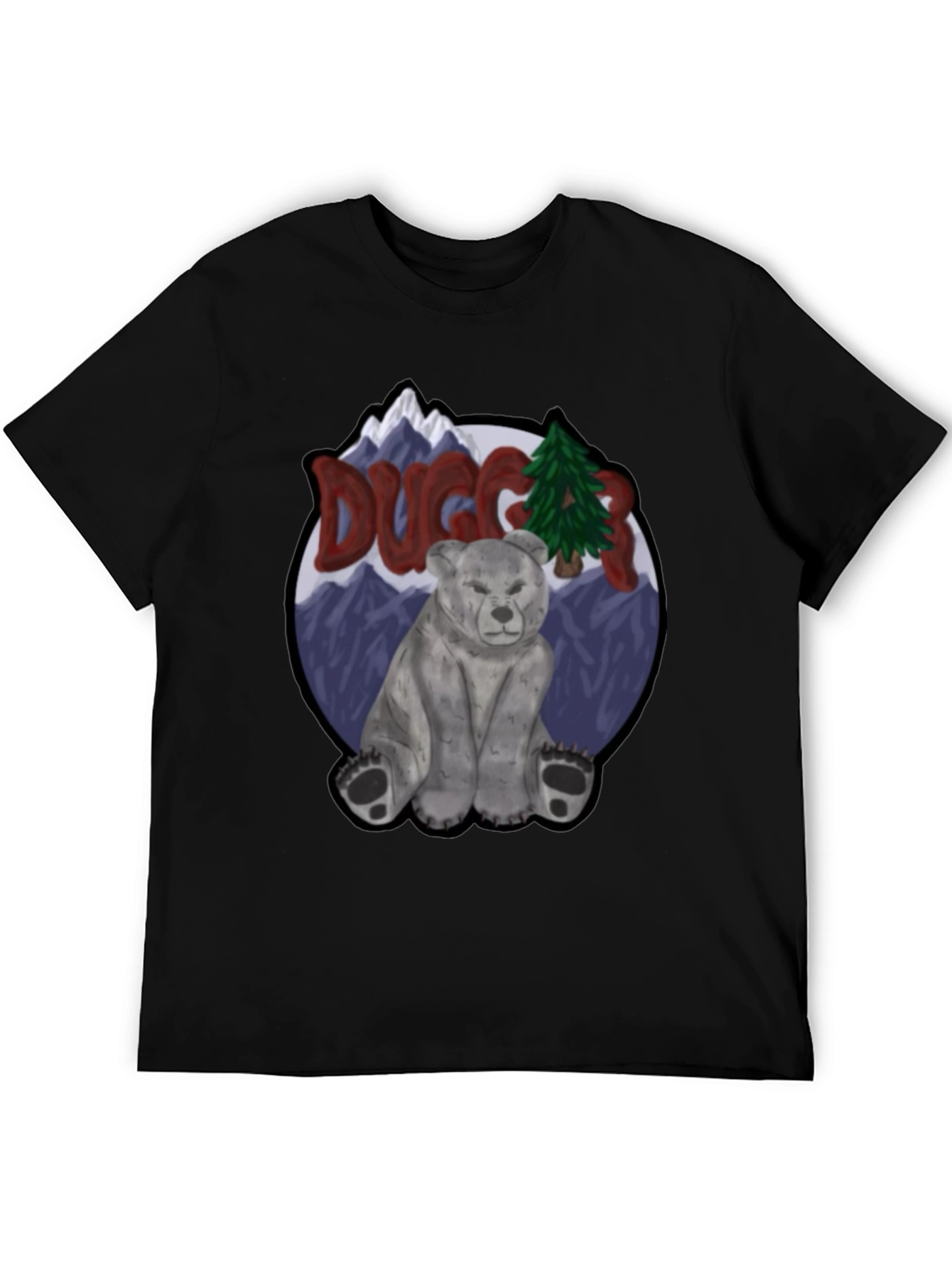 Black Duggar Bear Graphic Tee - Mountain Scene view 5