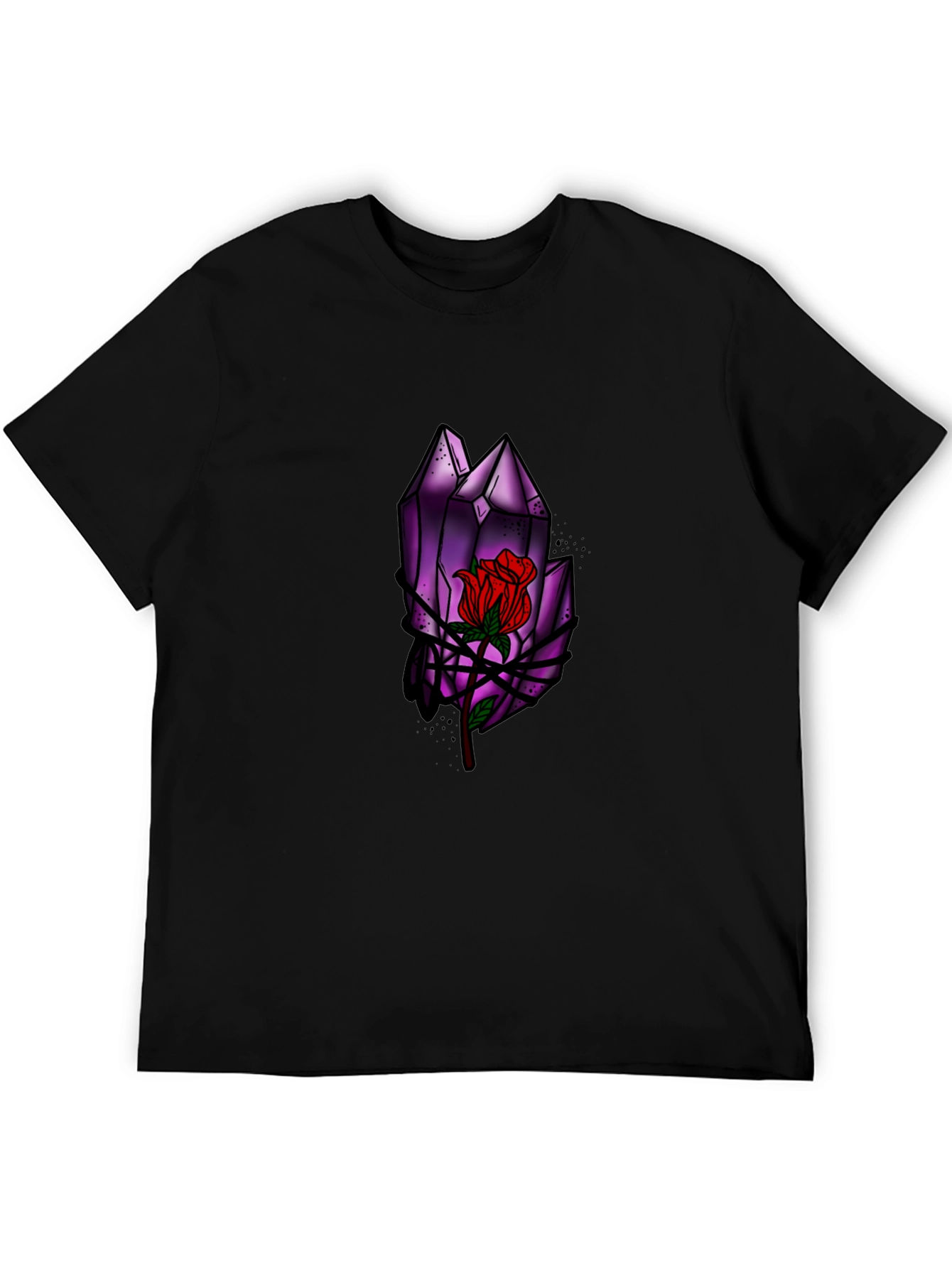 Black Crystal Rose Graphic Tee - Stylish Black T-Shirt view 5