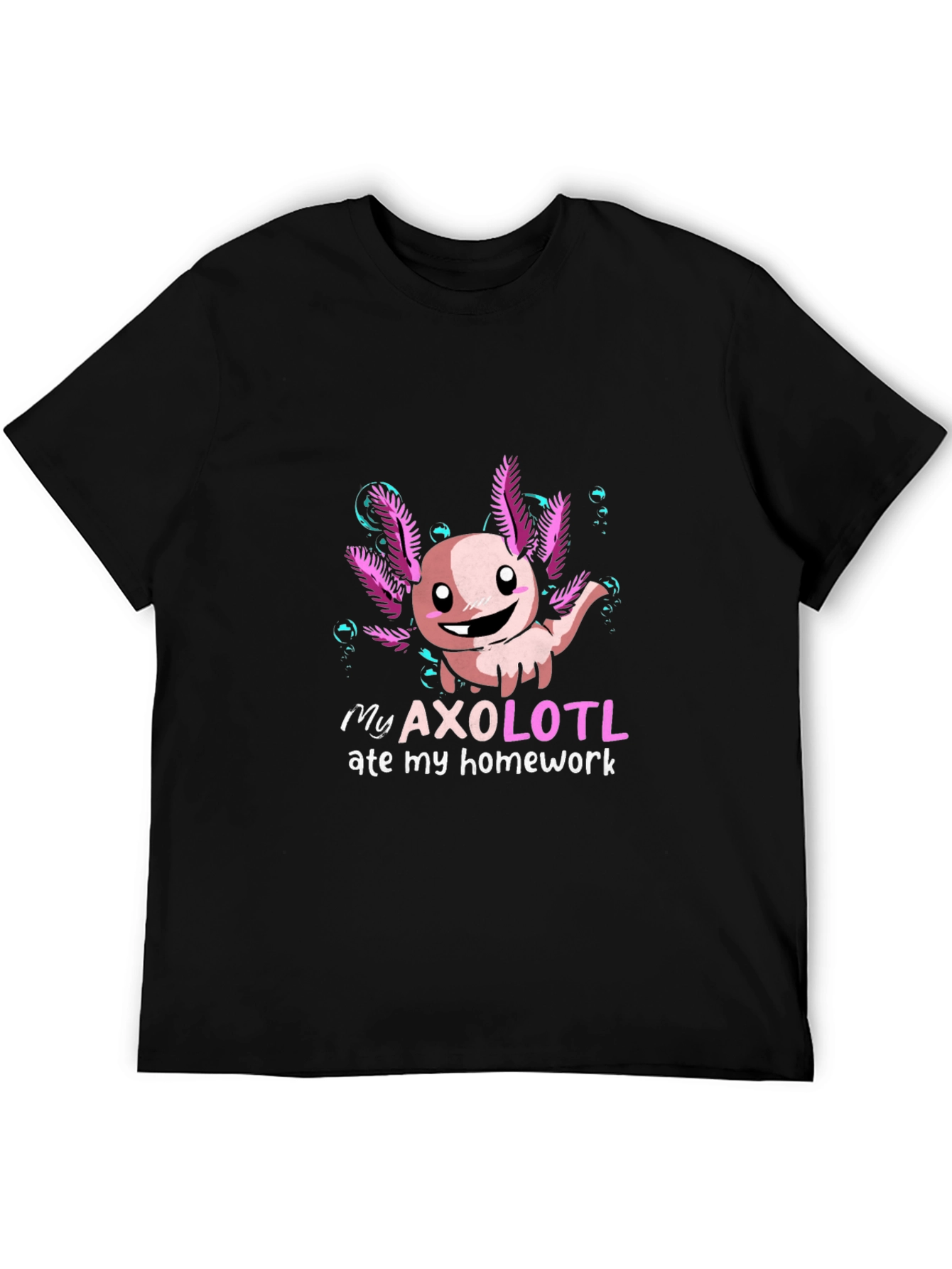 Black My Axolotl Ate My Homework T-Shirt view 5