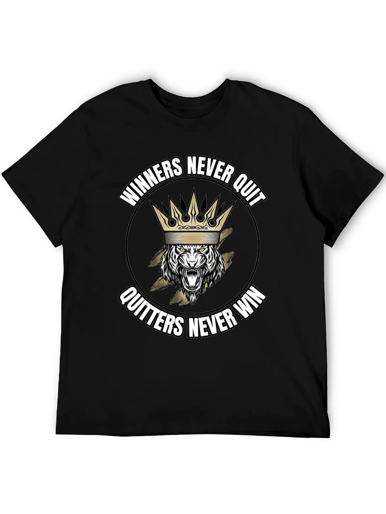 Black Winners Never Quit Graphic T-Shirt view 5