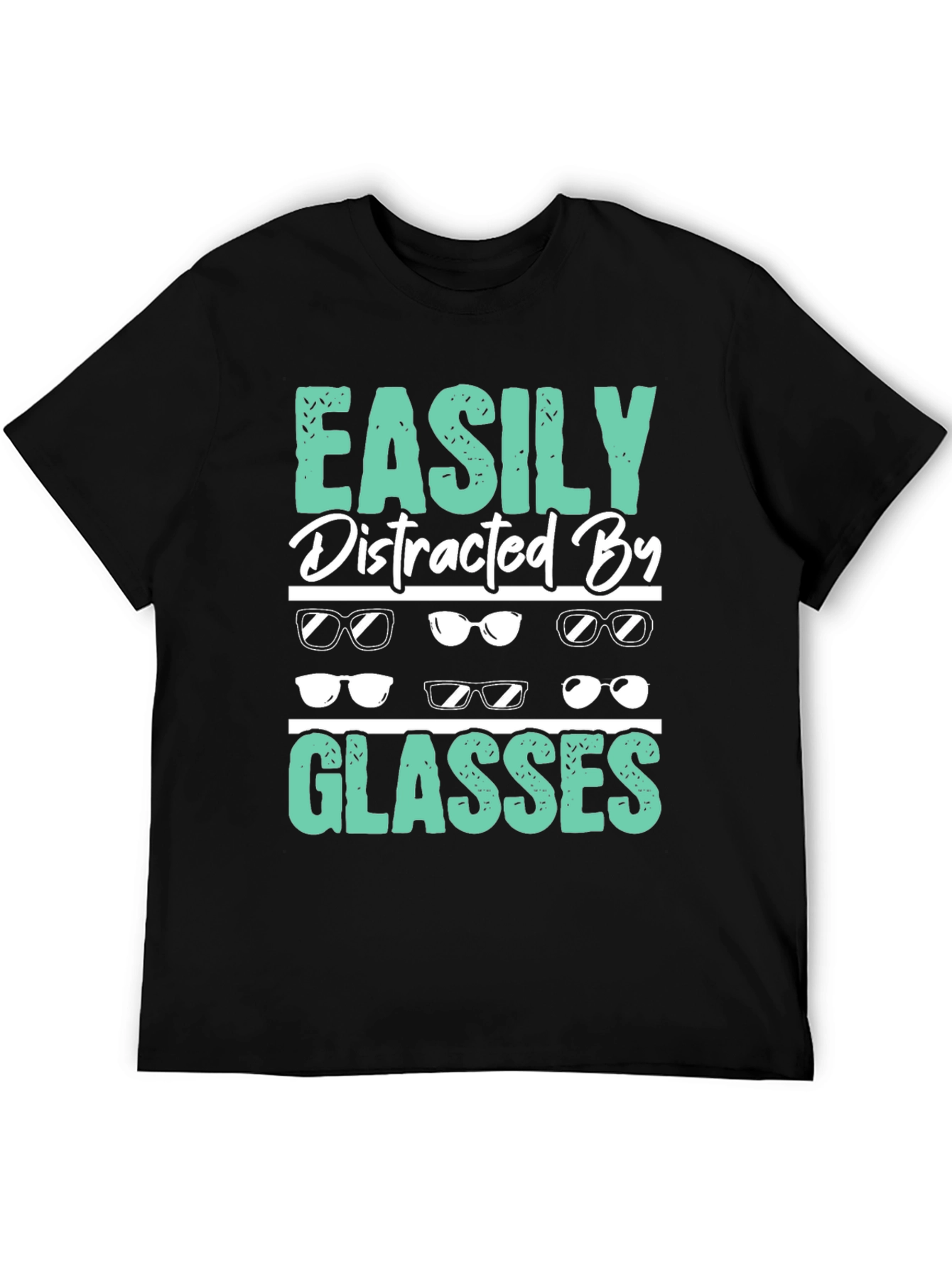 Black Easily Distracted By Glasses T-Shirt view 5