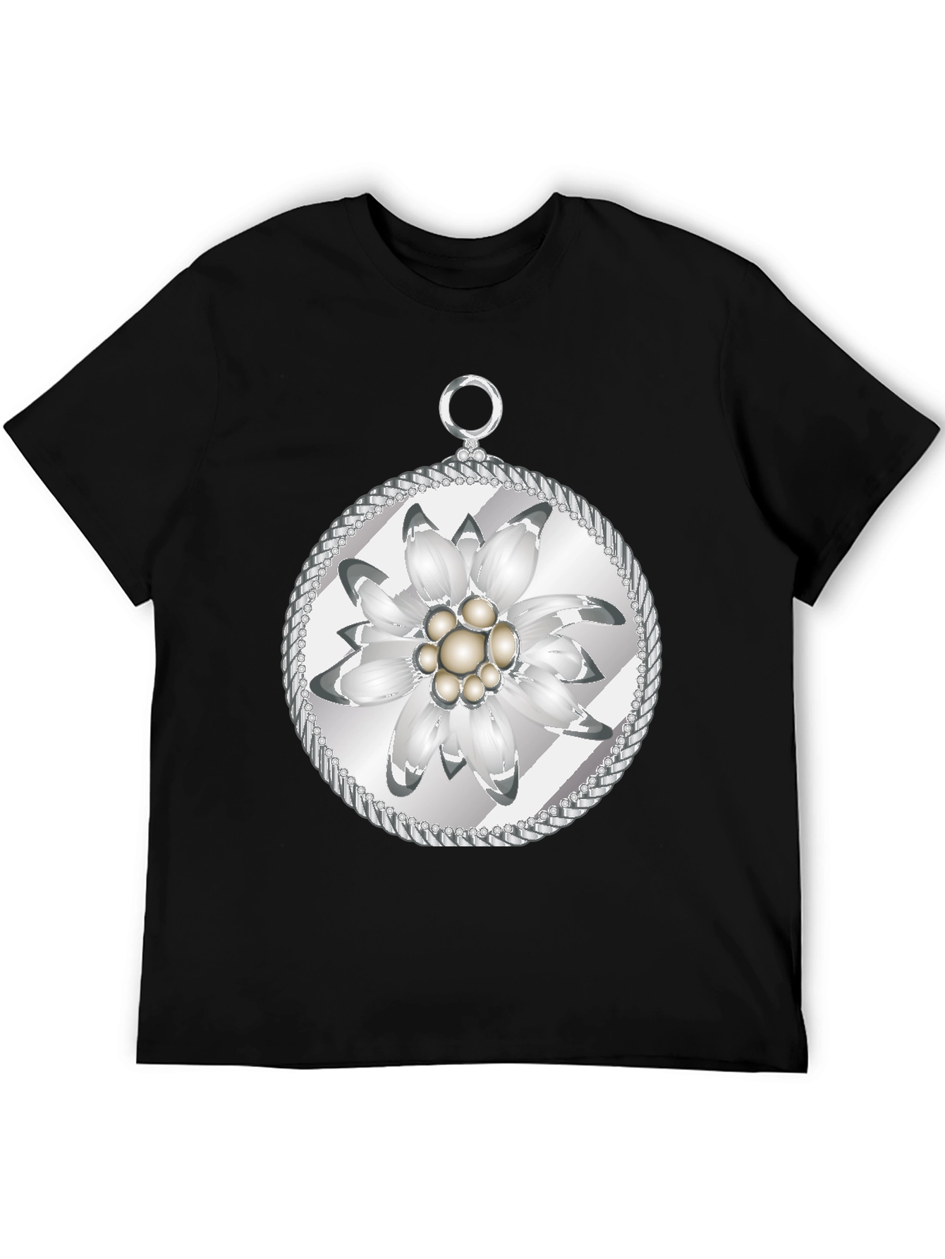 Edelweiss Flower T-Shirt - Black Cotton Tee - 5