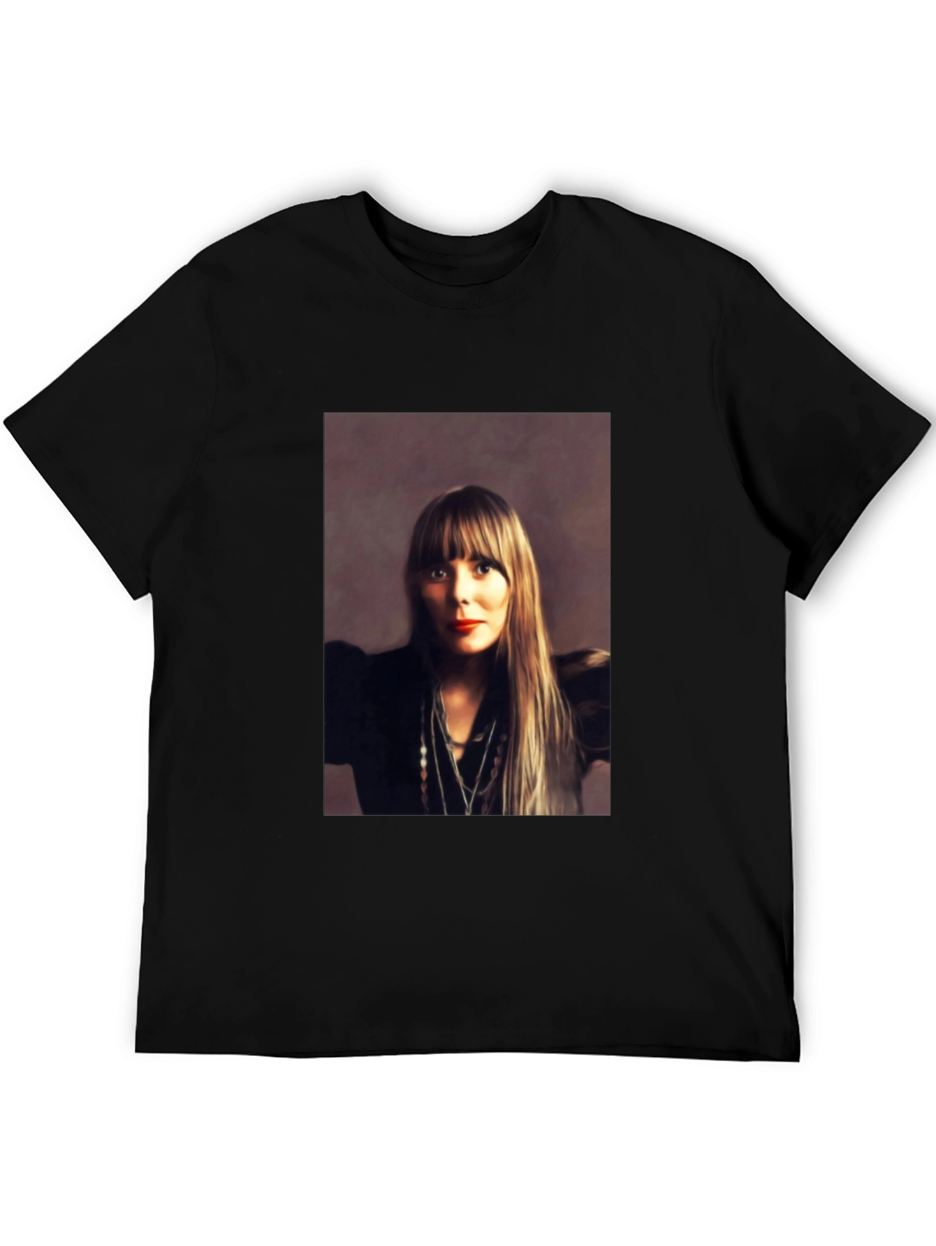 Black Joni Mitchell Portrait Black T-Shirt view 5