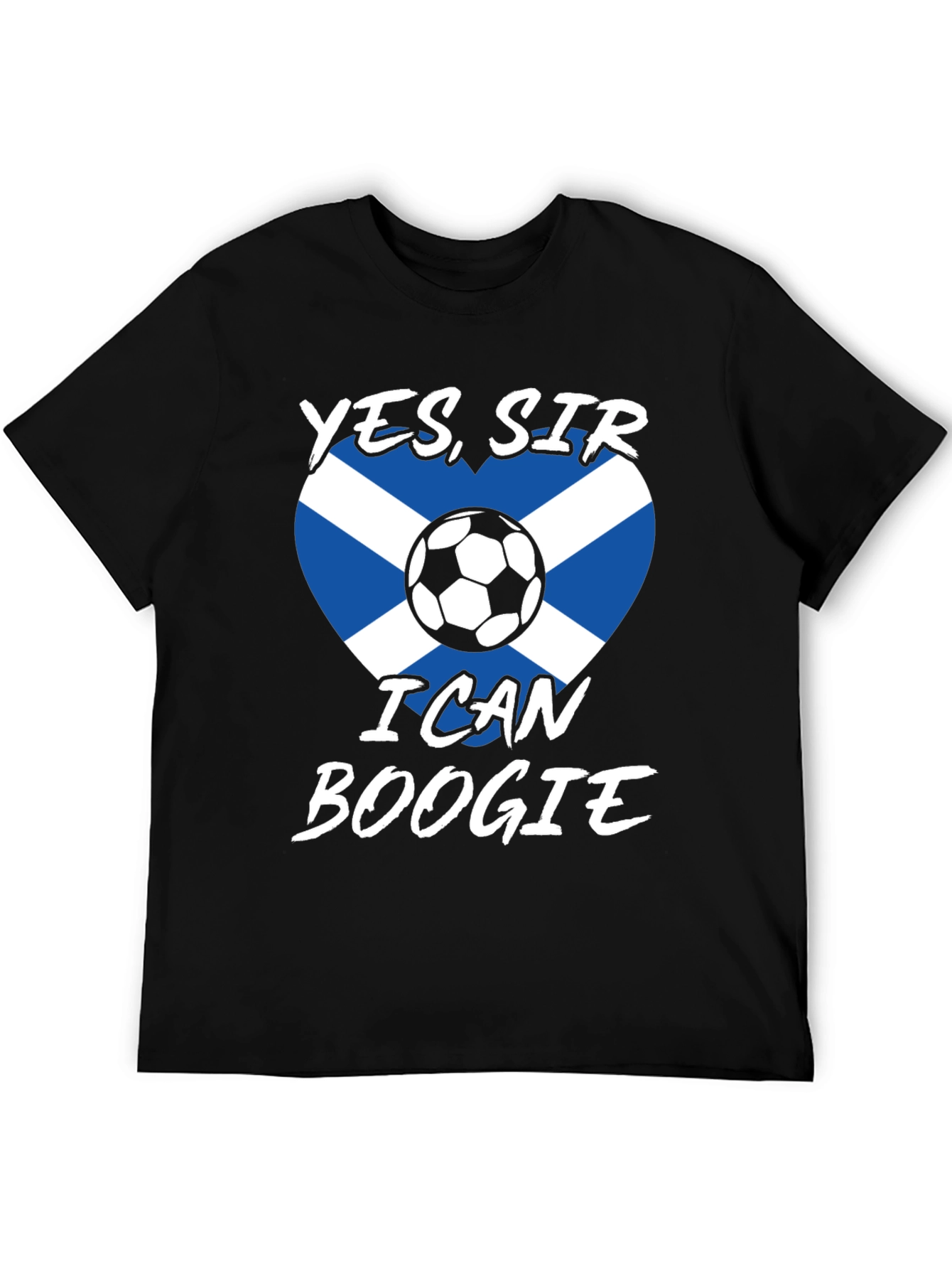 Black Scotland Flag Soccer T-Shirt - Yes Sir, I Can Boogie! view 5