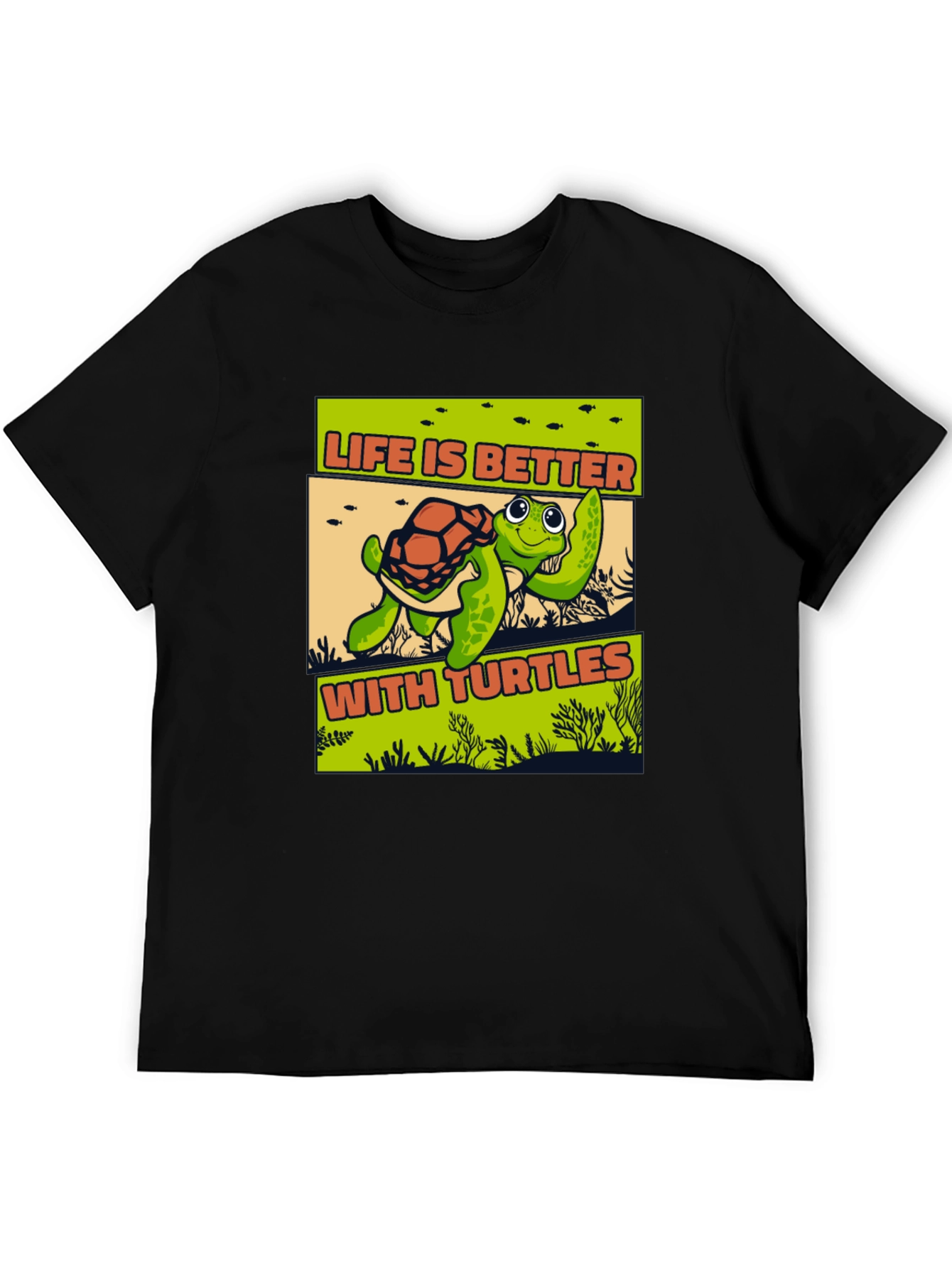 Black Life is Better with Turtles Black T-Shirt view 5